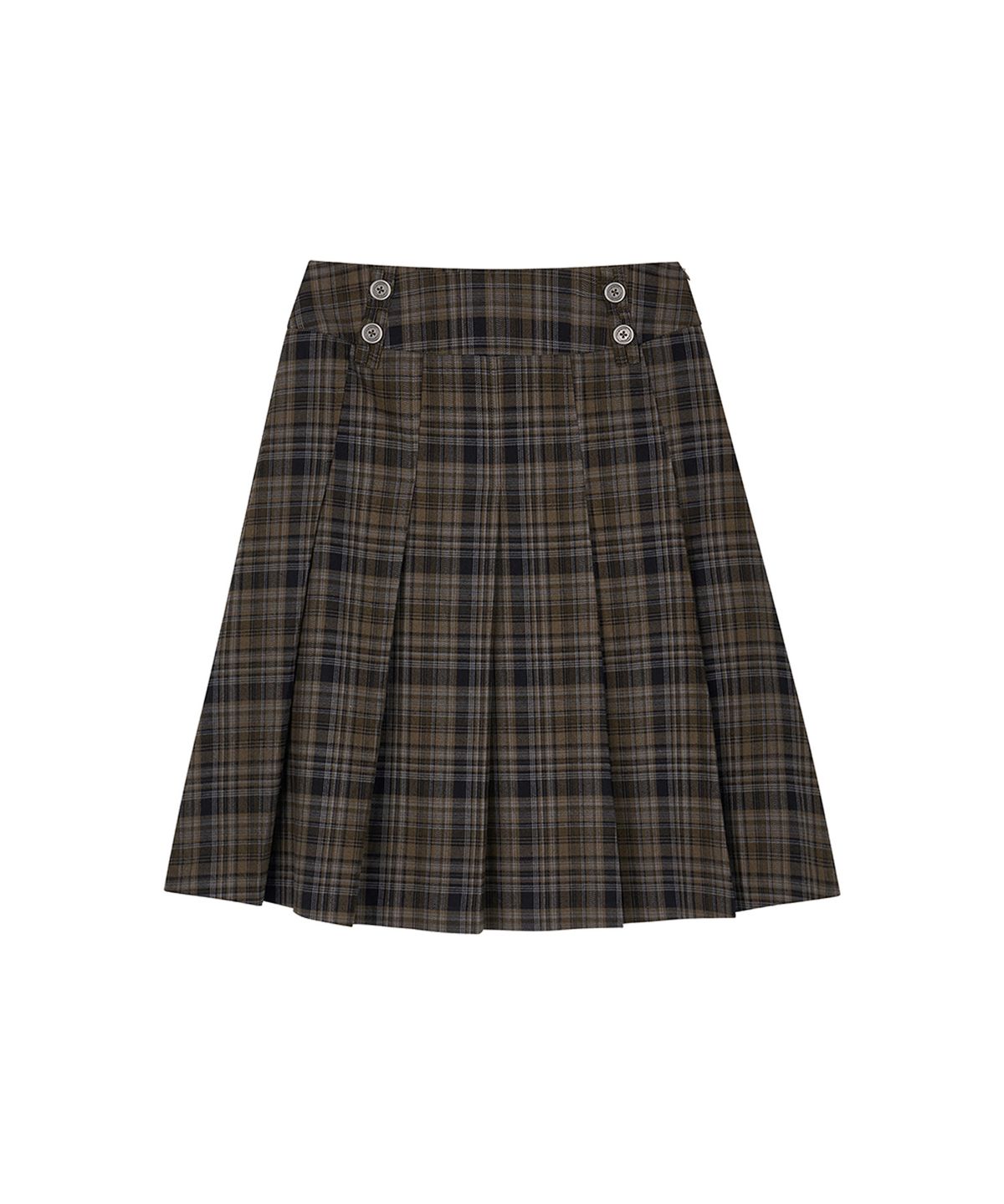 로타입(ROUGHTYPE) Double-belt Pleated Skirt - Beige