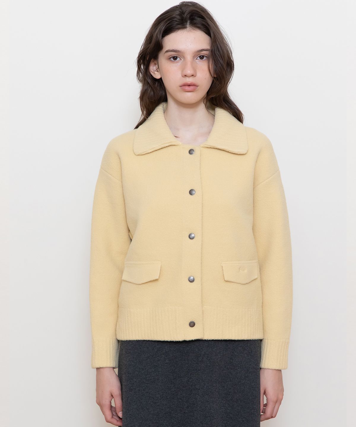 제이마크뉴욕(JMARKNEWYORK) Voulme collar knitcardigan_2color
