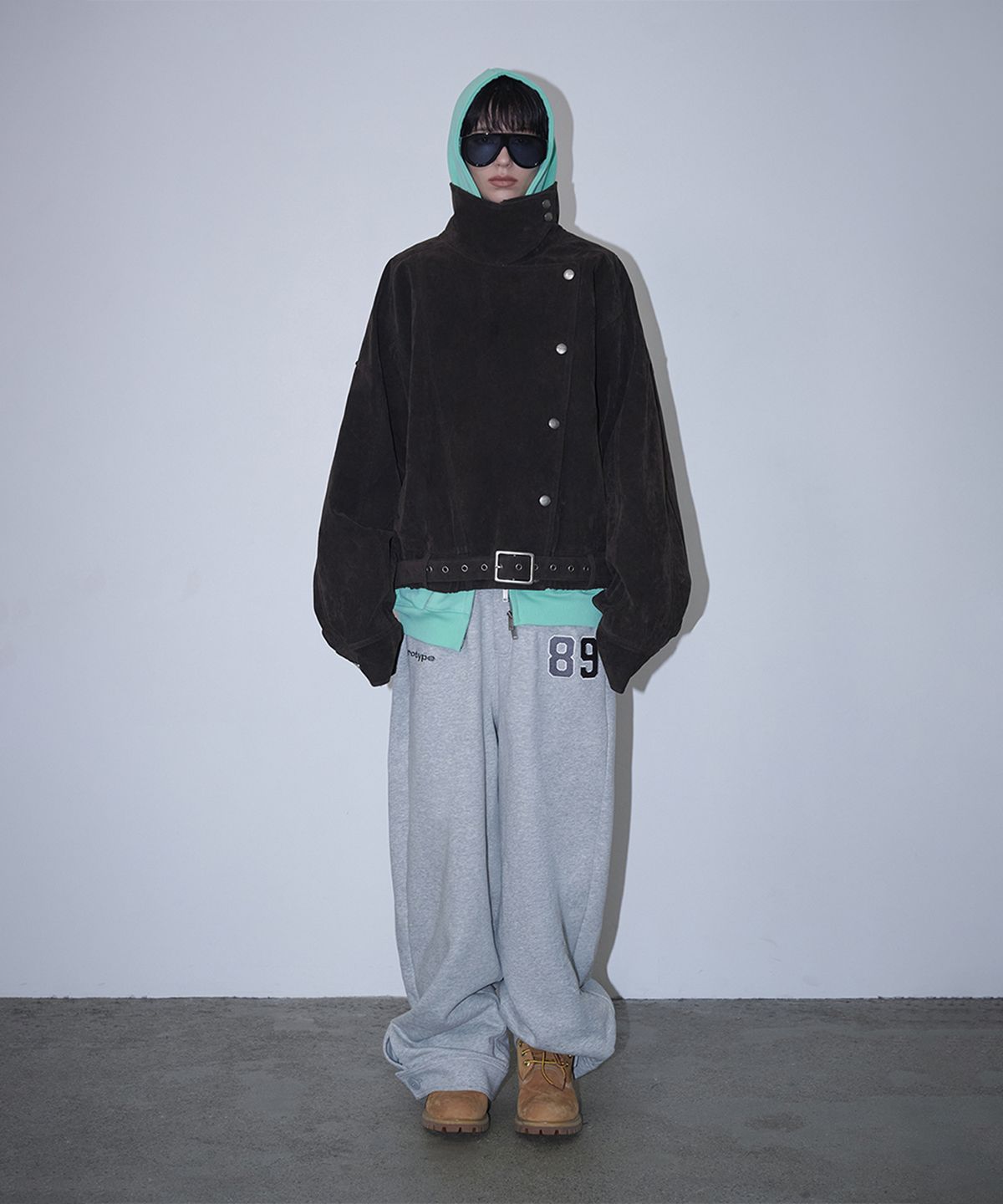 로타입(ROUGHTYPE) High-neck Suede Leather Jacket - Dark brown