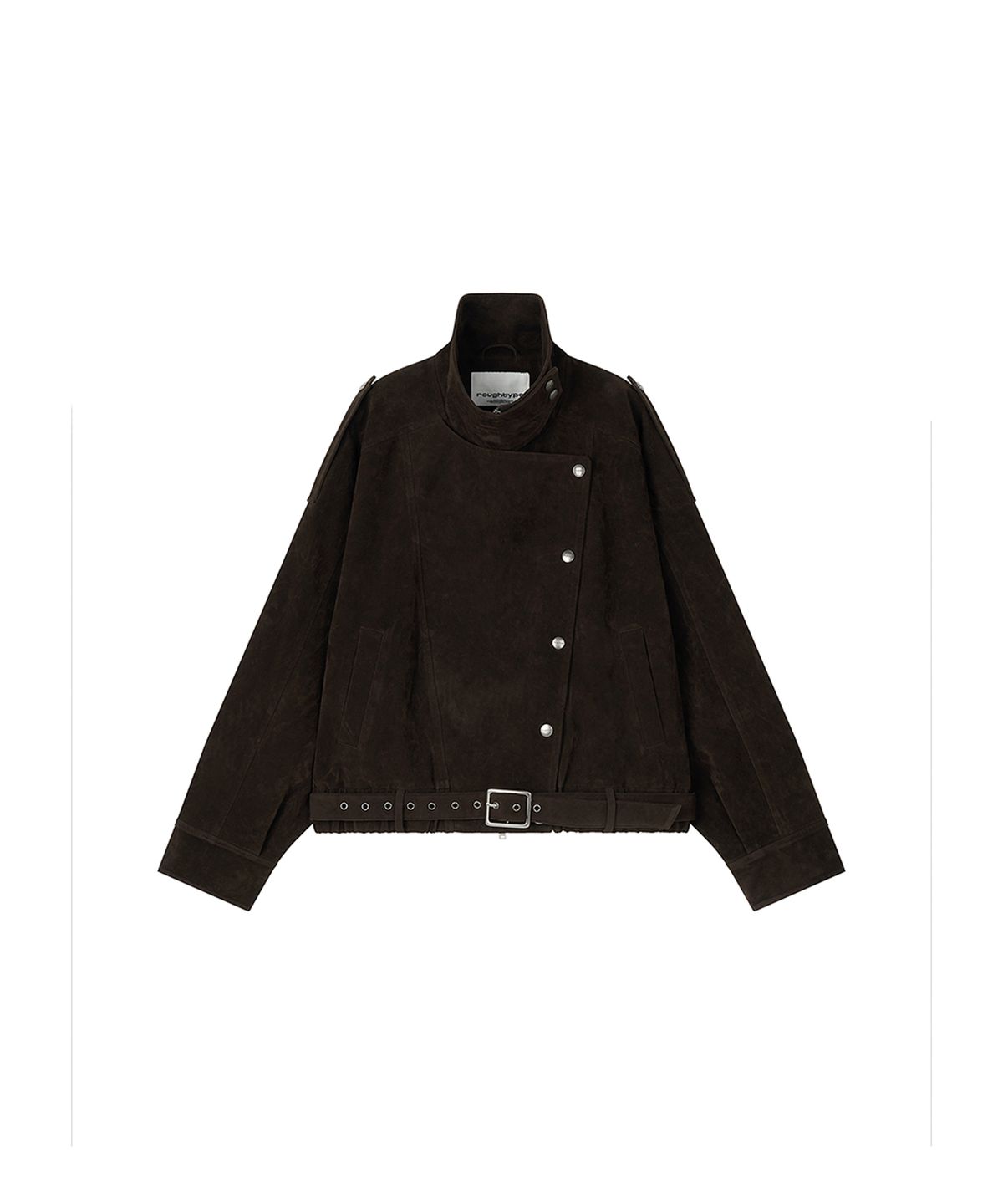 로타입(ROUGHTYPE) High-neck Suede Leather Jacket - Dark brown