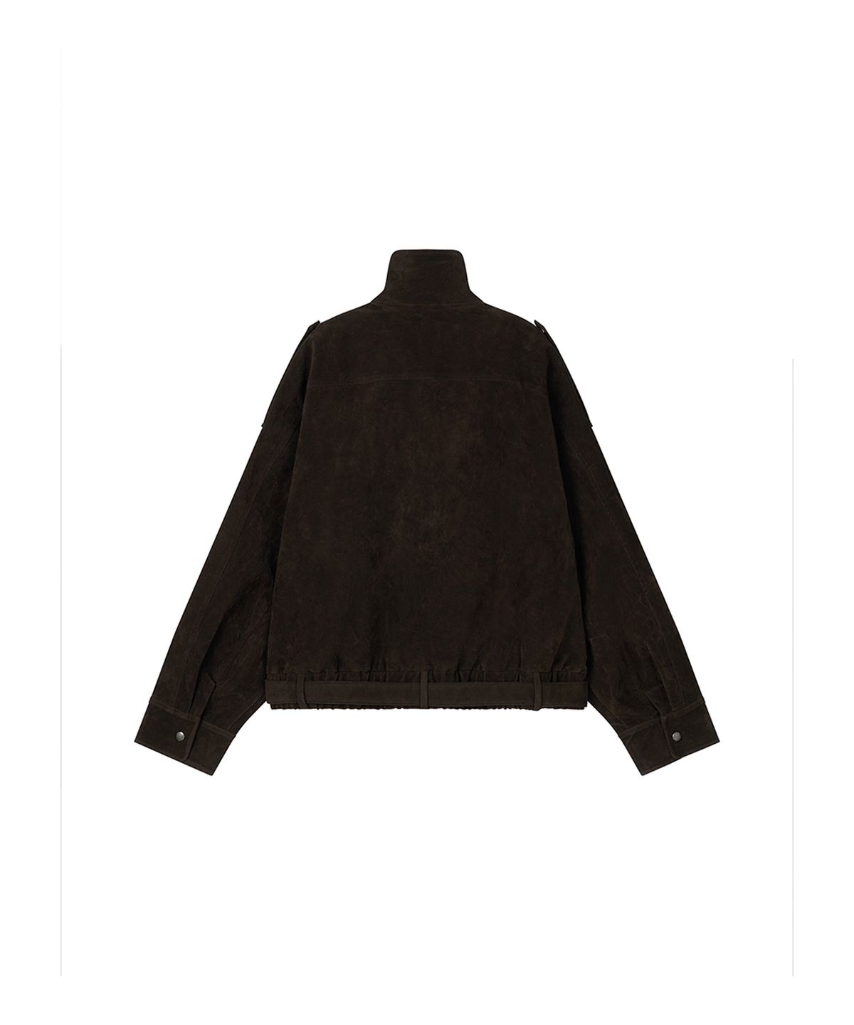 로타입(ROUGHTYPE) High-neck Suede Leather Jacket - Dark brown