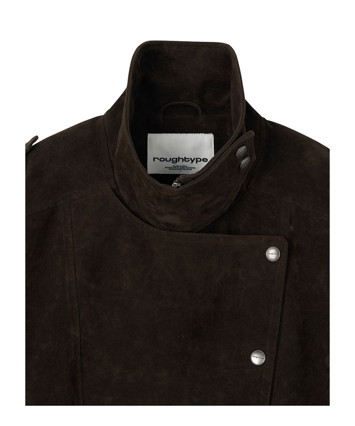 로타입(ROUGHTYPE) High-neck Suede Leather Jacket - Dark brown