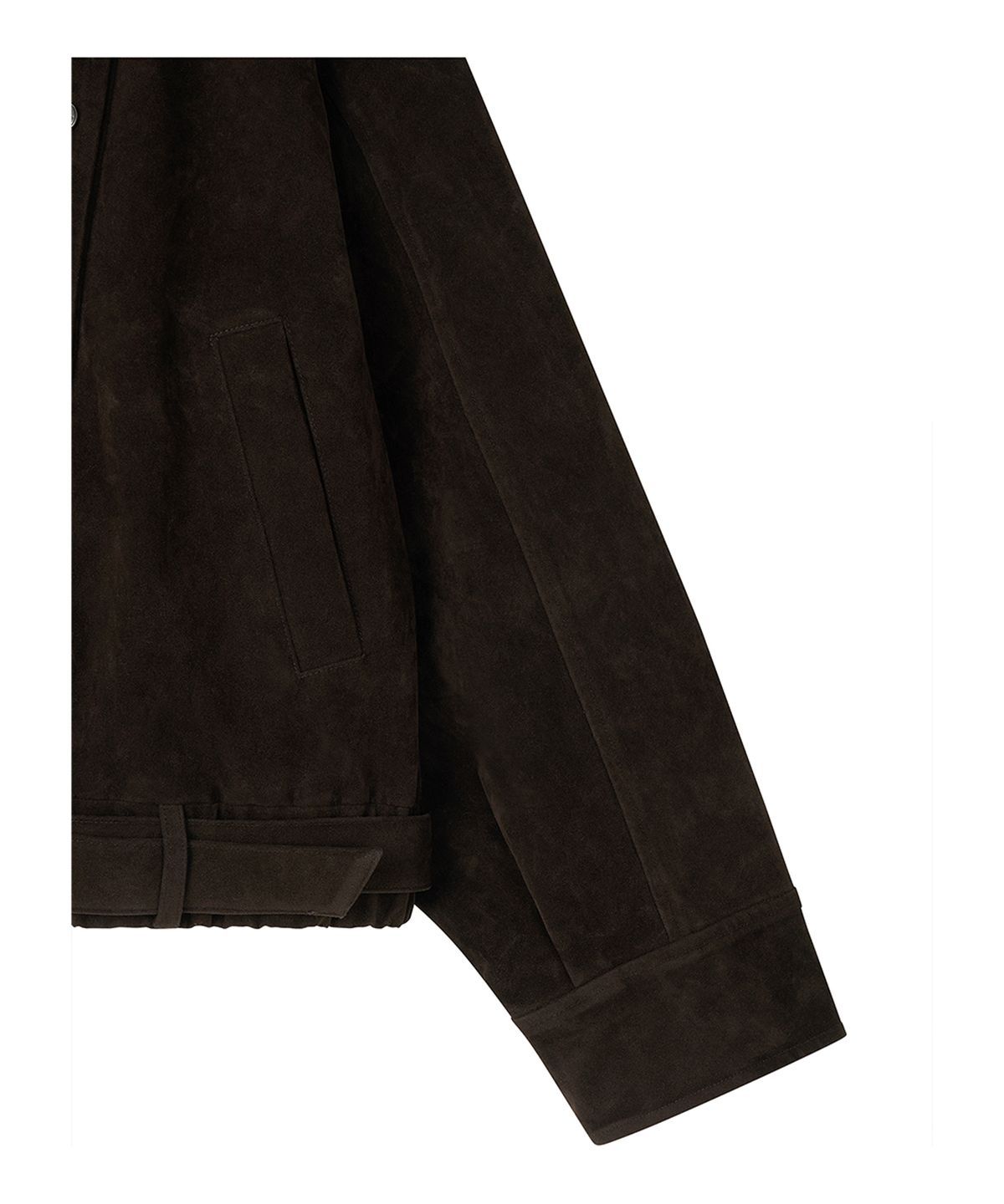 로타입(ROUGHTYPE) High-neck Suede Leather Jacket - Dark brown