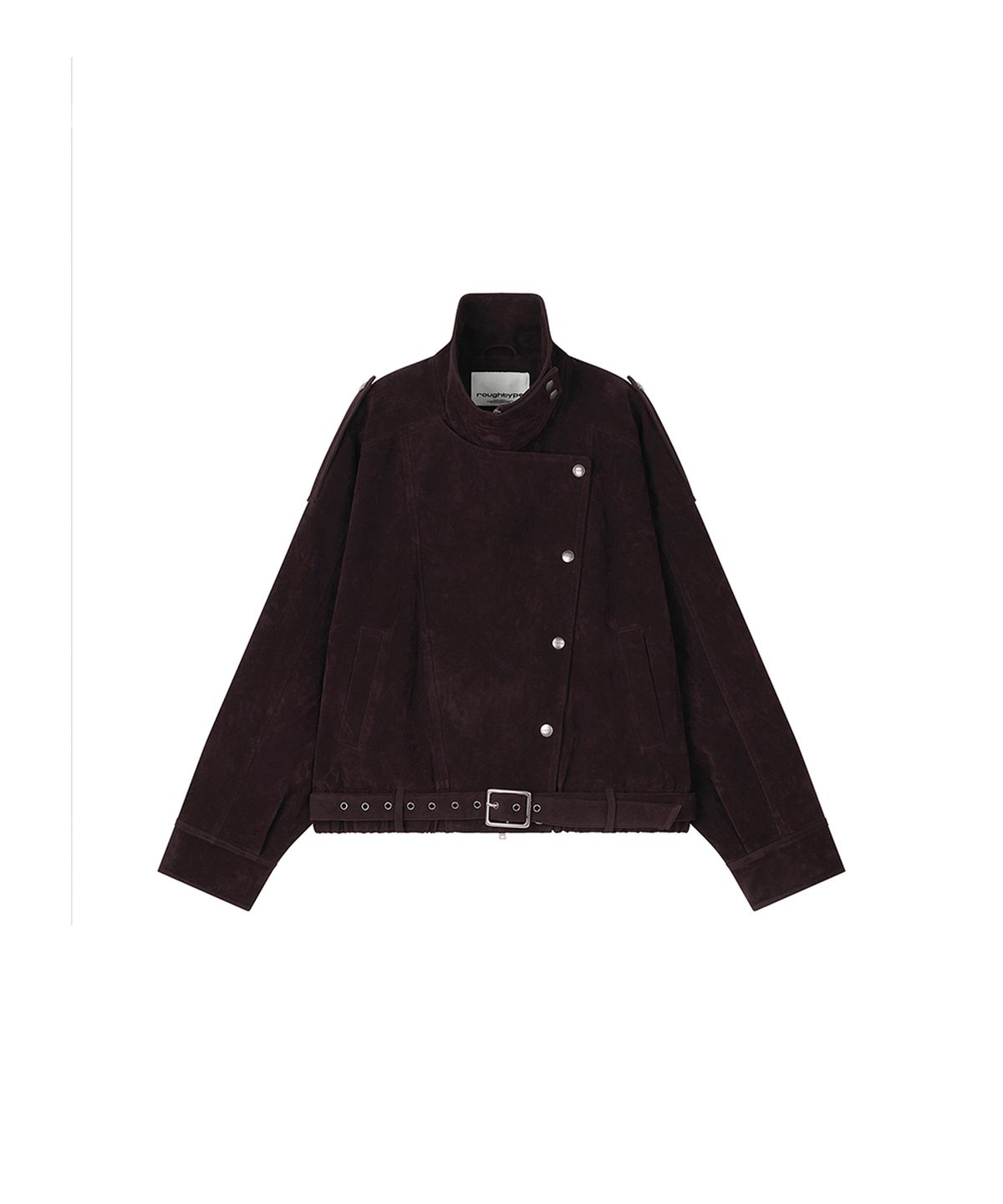 로타입(ROUGHTYPE) High-neck Suede Leather Jacket - Burgundy