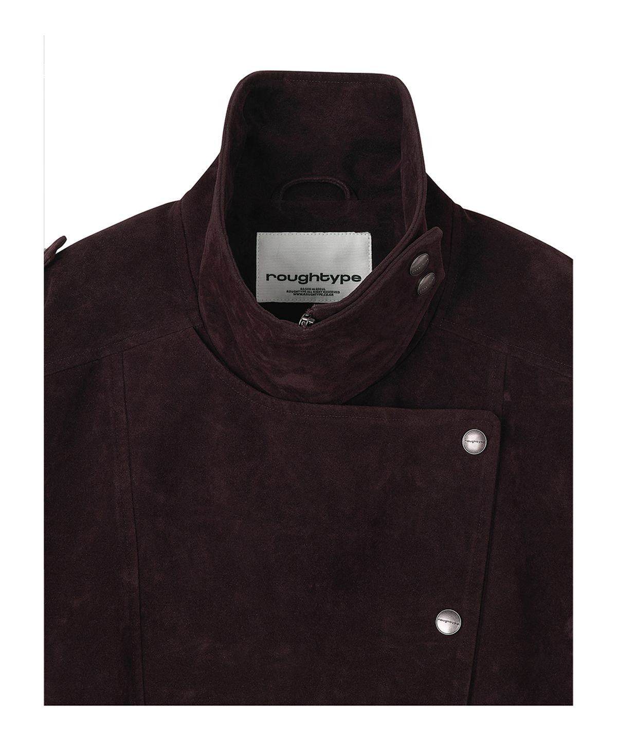 로타입(ROUGHTYPE) High-neck Suede Leather Jacket - Burgundy