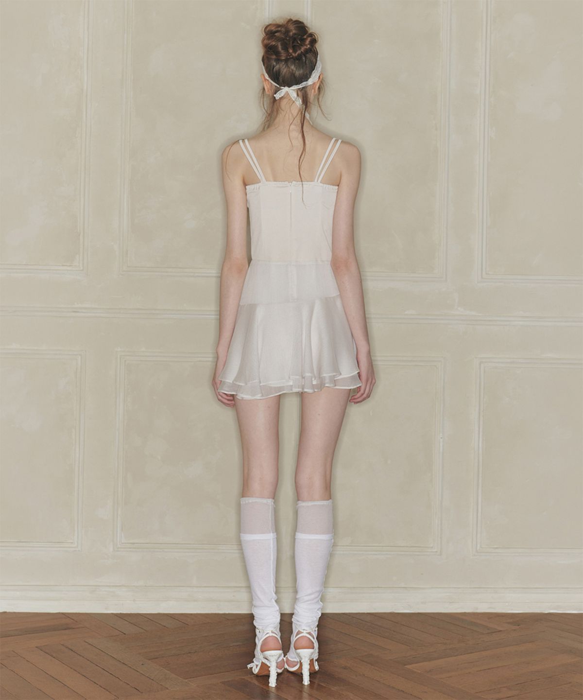 페인오어플레져(PAINORPLEASURE) HEART RIBBON DRESS cream