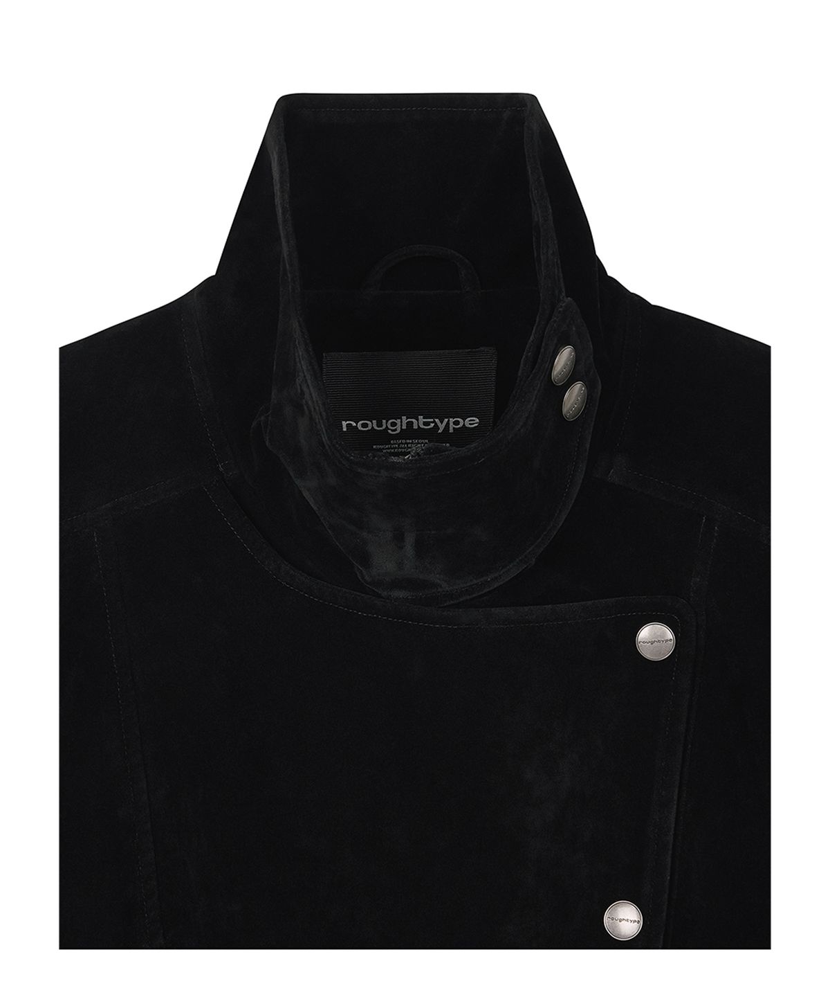 로타입(ROUGHTYPE) High-neck Suede Leather Jacket - Black