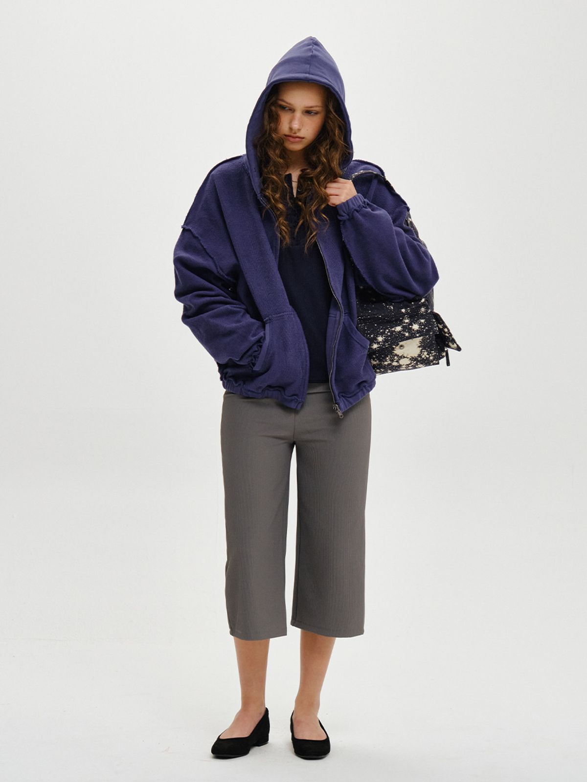 플리즈프로젝트(PLZPROJECT) REVERSE SWEAT HOOD ZIP-UP, NAVY