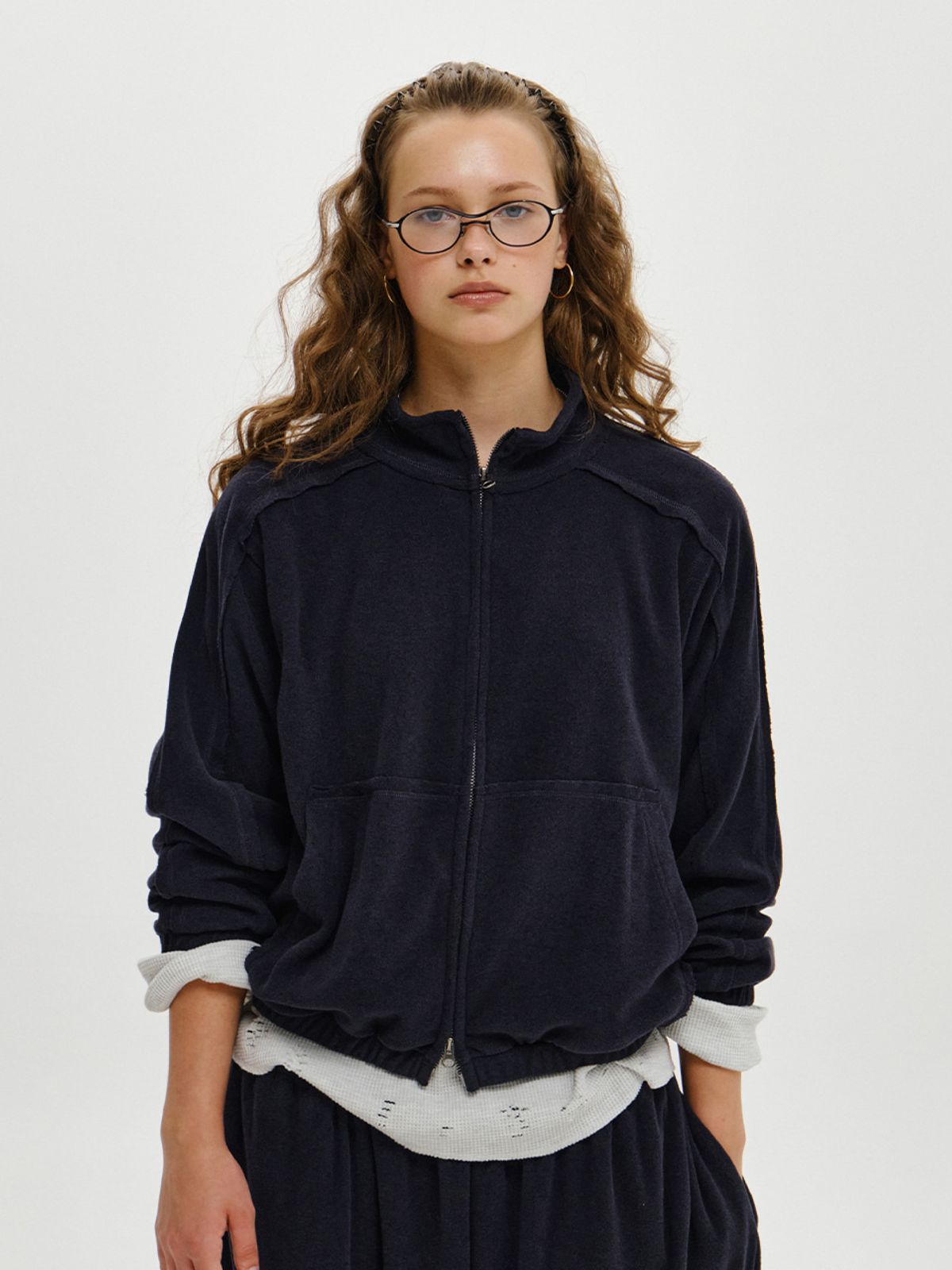 플리즈프로젝트(PLZPROJECT) TERRY TRACK JACKET, NAVY