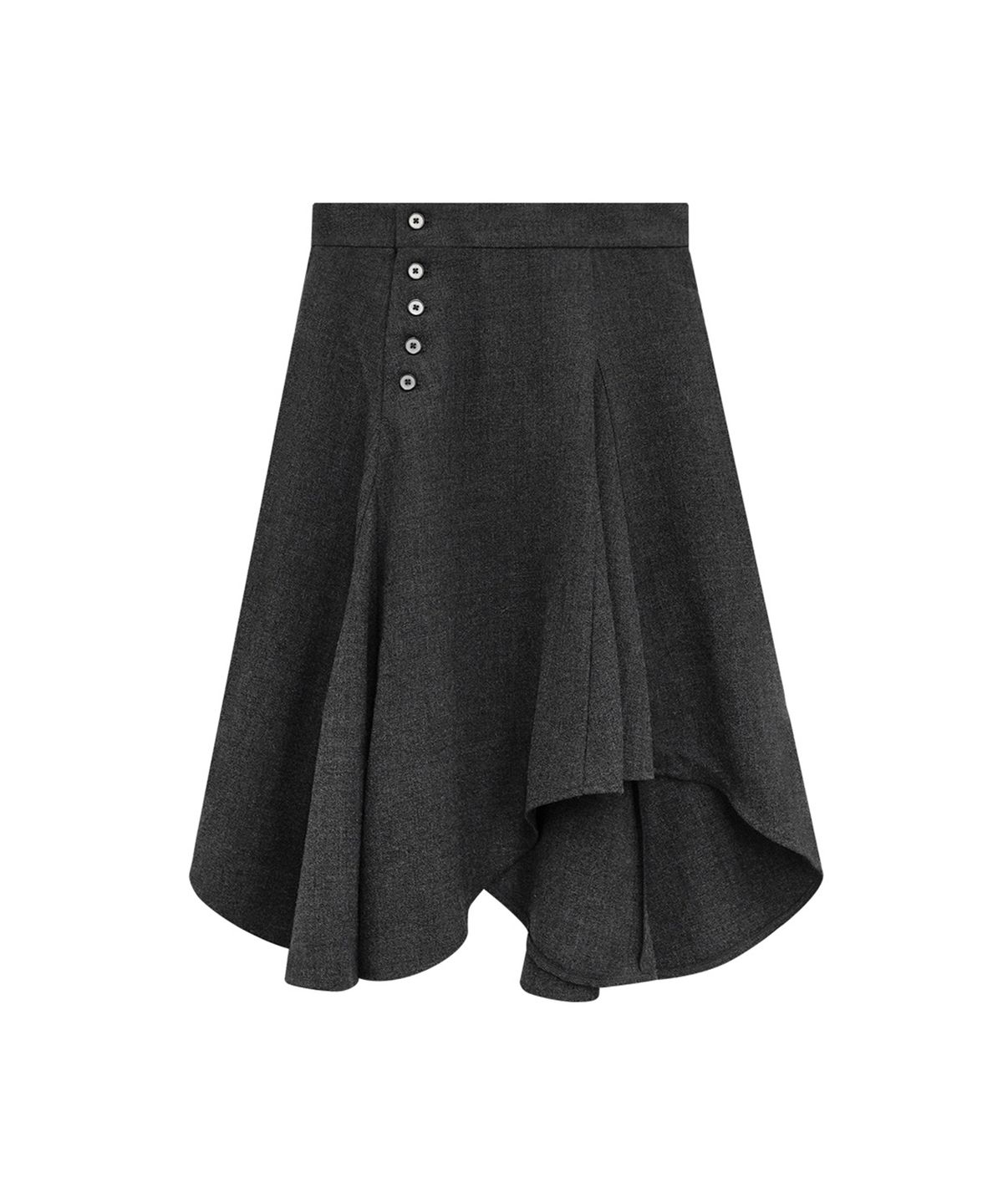 지도트(JIDOT) ASYMMETRIC BUTTON FLARE SKIRT GRAY