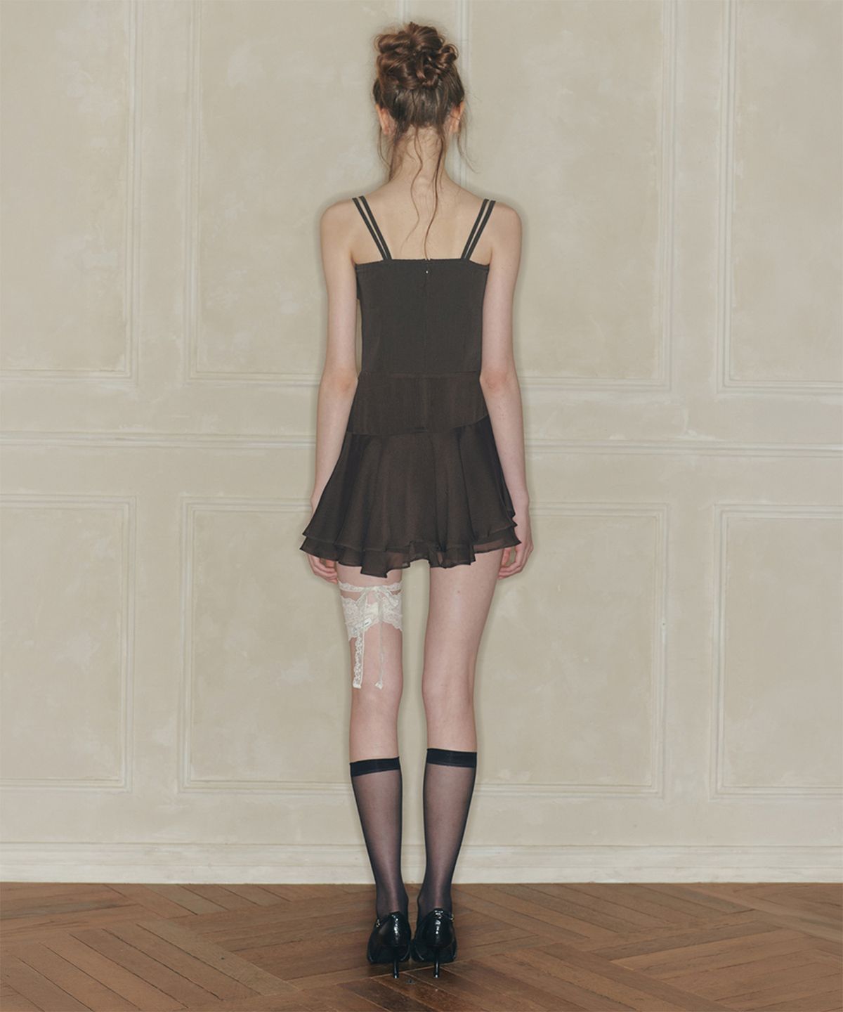 페인오어플레져(PAINORPLEASURE) HEART RIBBON DRESS brown
