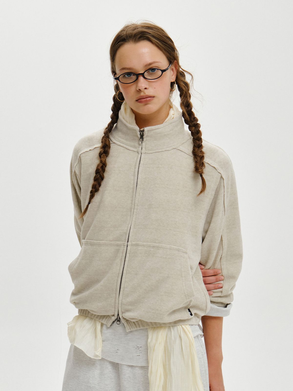 플리즈프로젝트(PLZPROJECT) TERRY TRACK JACKET, OATMEAL