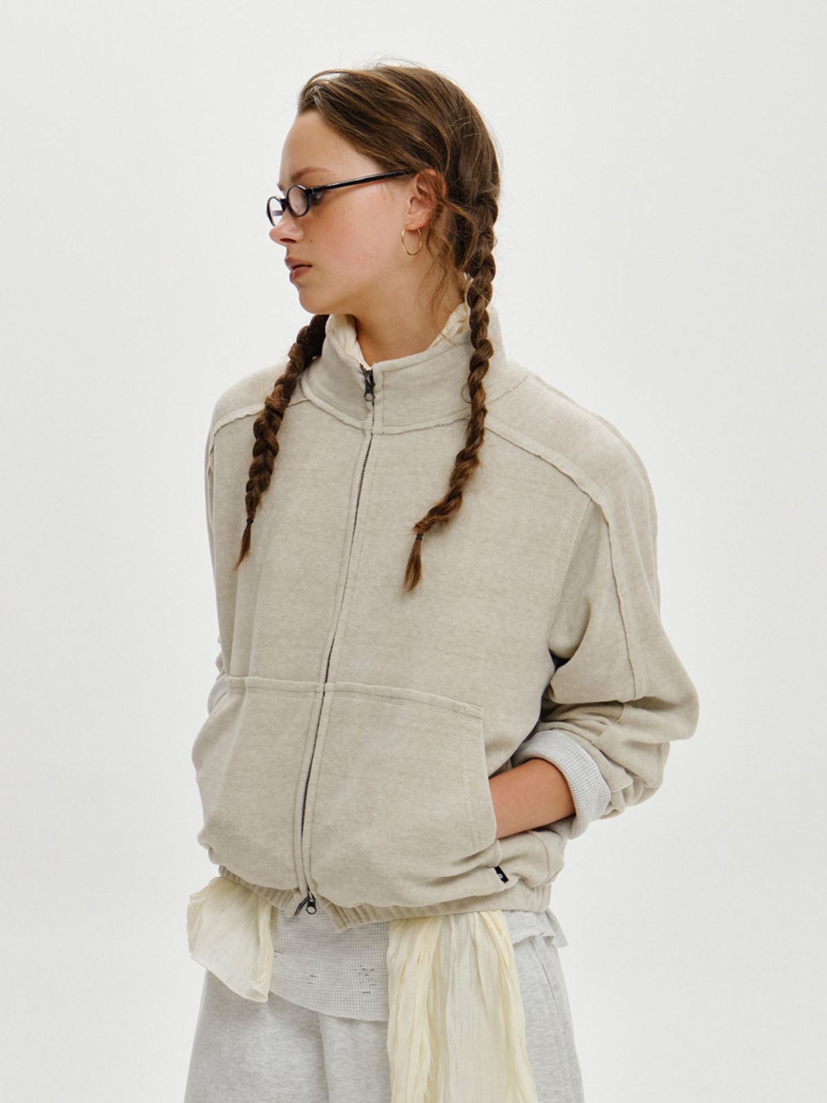 플리즈프로젝트(PLZPROJECT) TERRY TRACK JACKET, OATMEAL