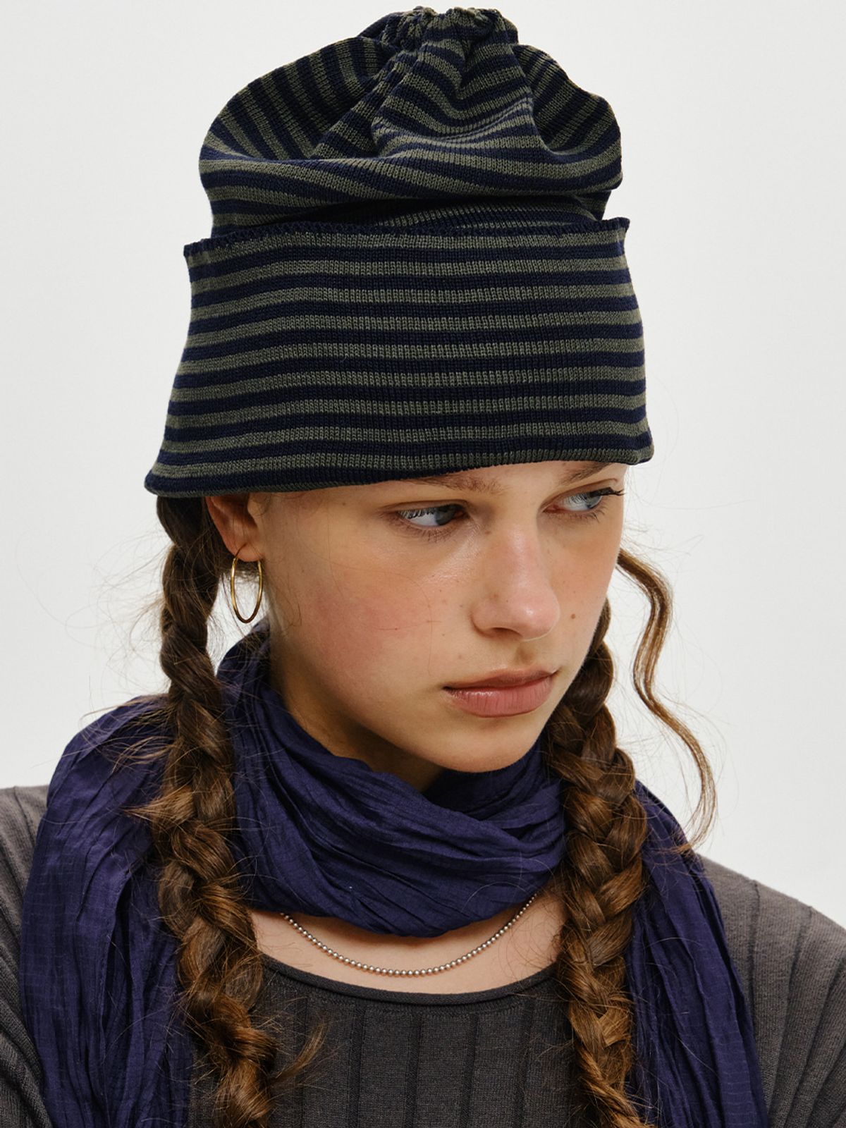 플리즈프로젝트(PLZPROJECT) TWO-WAY STRING BEANIE, CHARCOAL