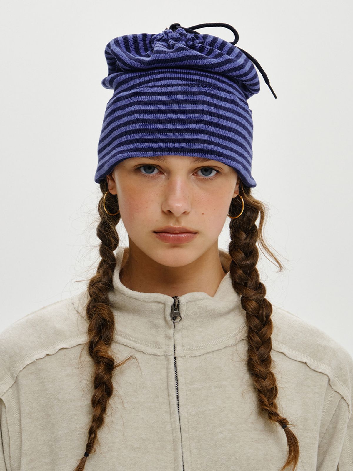 플리즈프로젝트(PLZPROJECT) TWO-WAY STRING BEANIE, NAVY