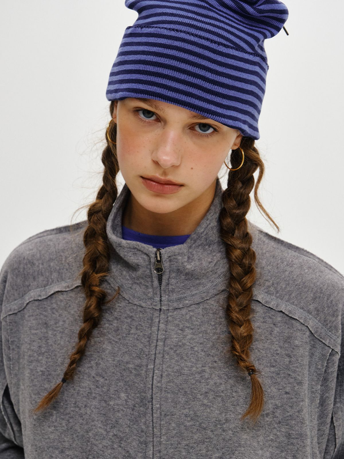 플리즈프로젝트(PLZPROJECT) TWO-WAY STRING BEANIE, NAVY