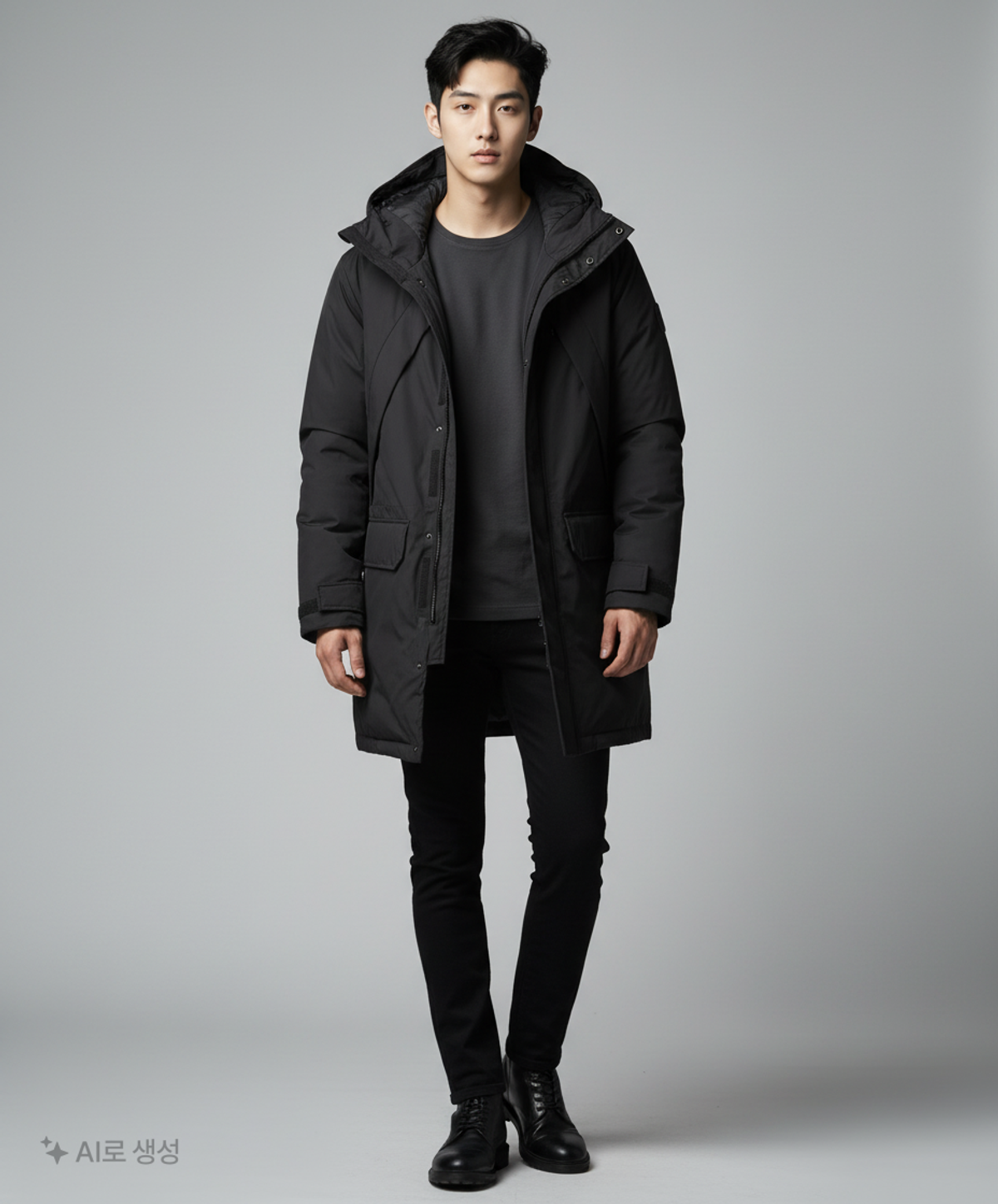 가먼트레이블(GARMENT LABLE) Hooded Half Padding - Black M