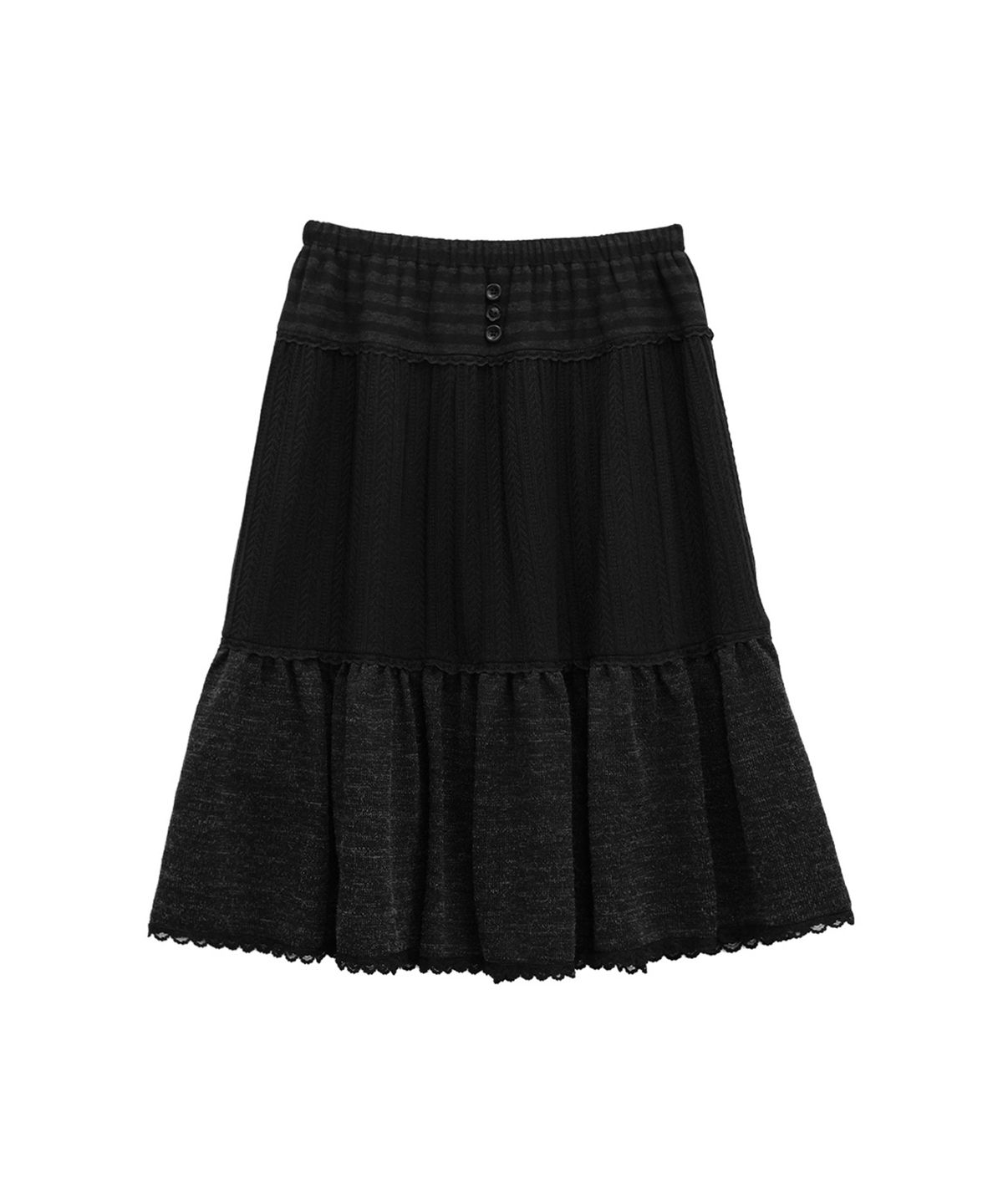 지도트(JIDOT) LAYERED KNIT TIERED SKIRT BLACK