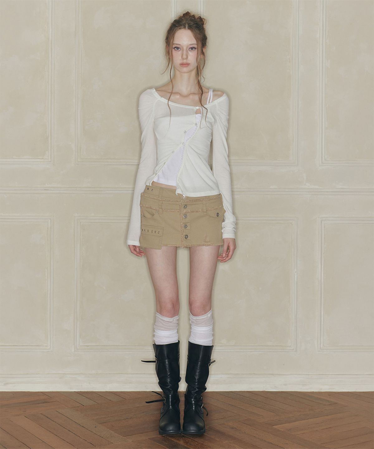 페인오어플레져(PAINORPLEASURE) DUSK LAYERED SKIRT beige