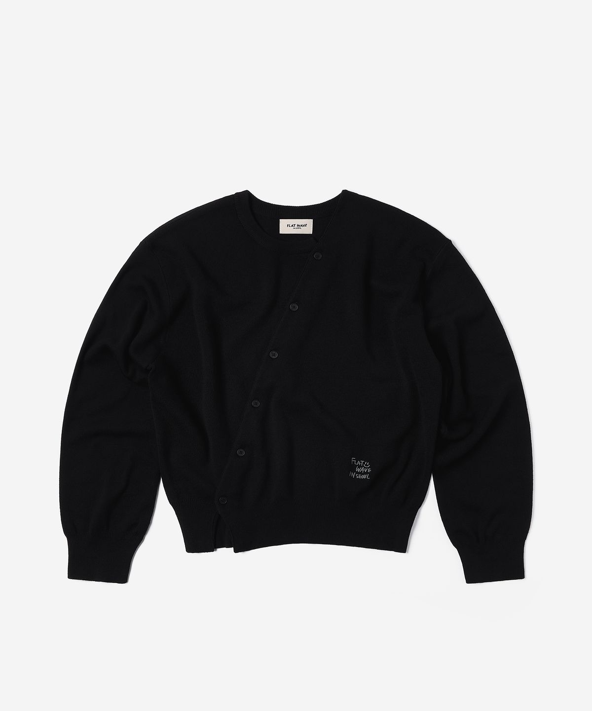 플랫웨이브 인 서울(FLATWAVE IN SEOUL) Floa Unbalanced Cardigan Black