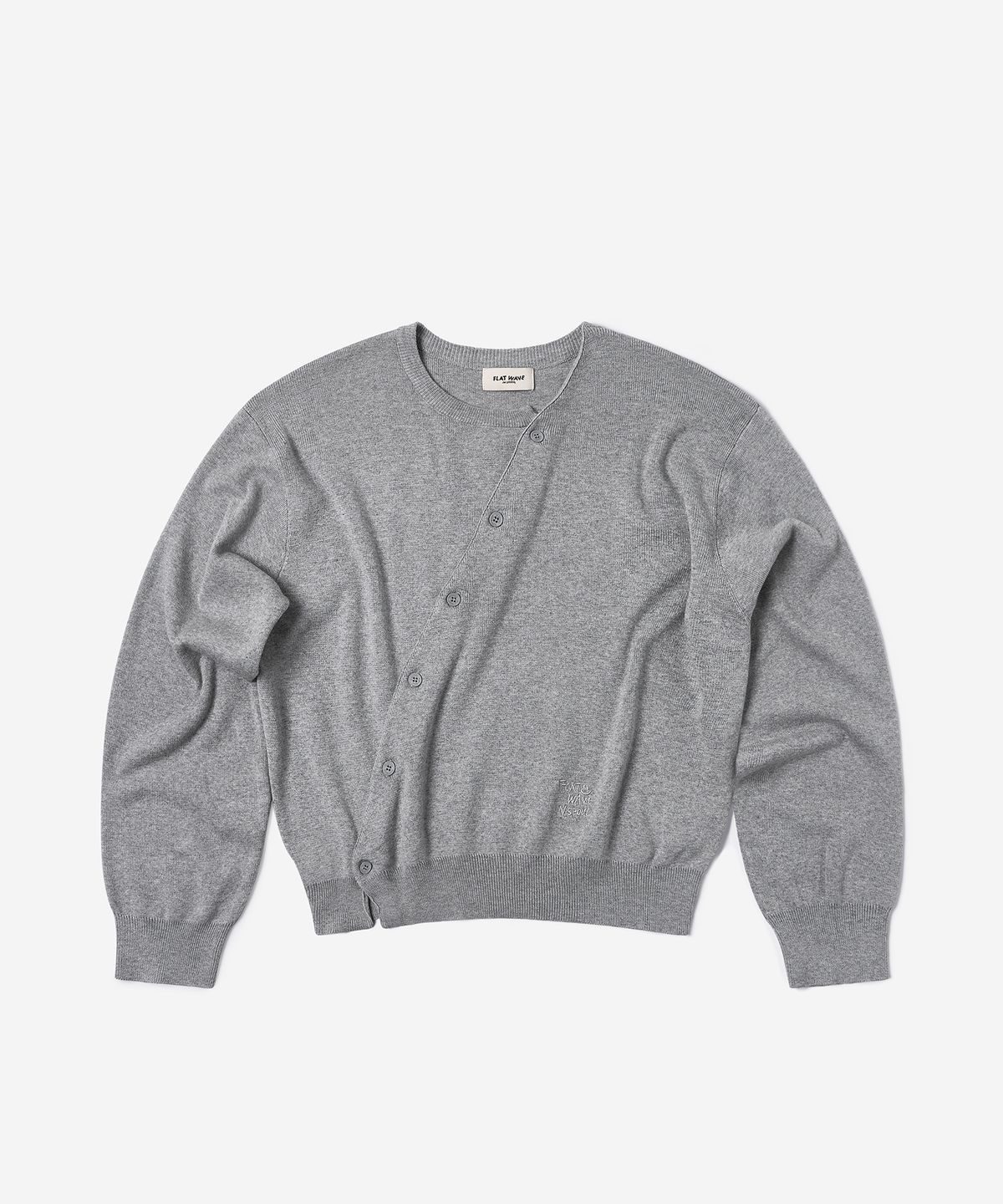 플랫웨이브 인 서울(FLATWAVE IN SEOUL) Floa Unbalanced Cardigan Grey