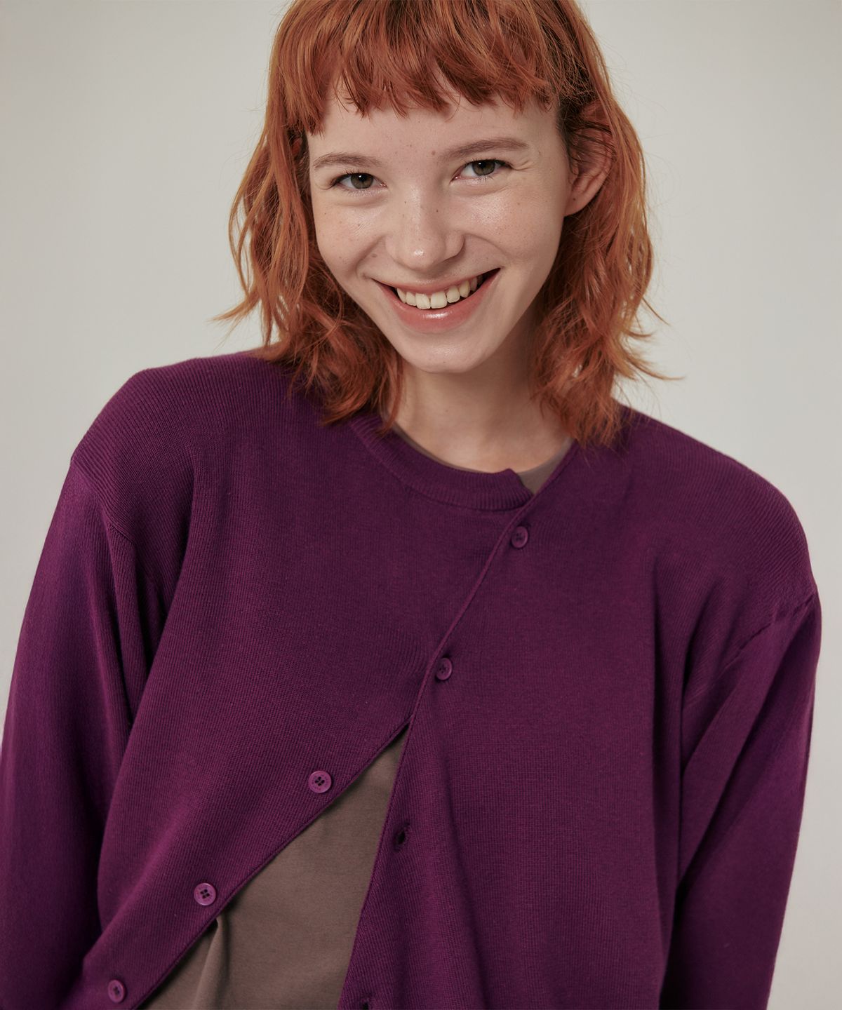 플랫웨이브 인 서울(FLATWAVE IN SEOUL) Floa Unbalanced Cardigan Purple