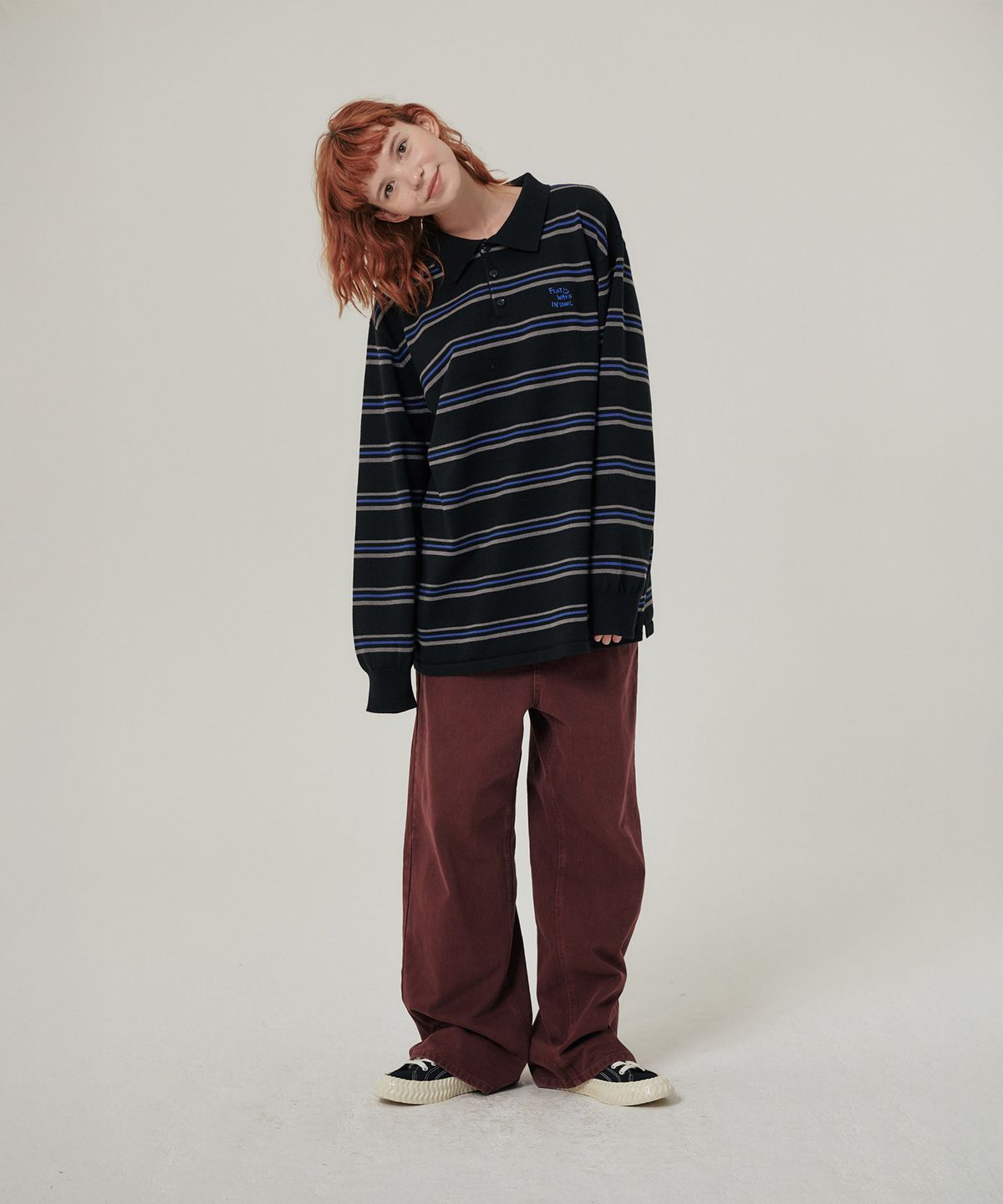 플랫웨이브 인 서울(FLATWAVE IN SEOUL) Oshen Stripe Pique Knit Black