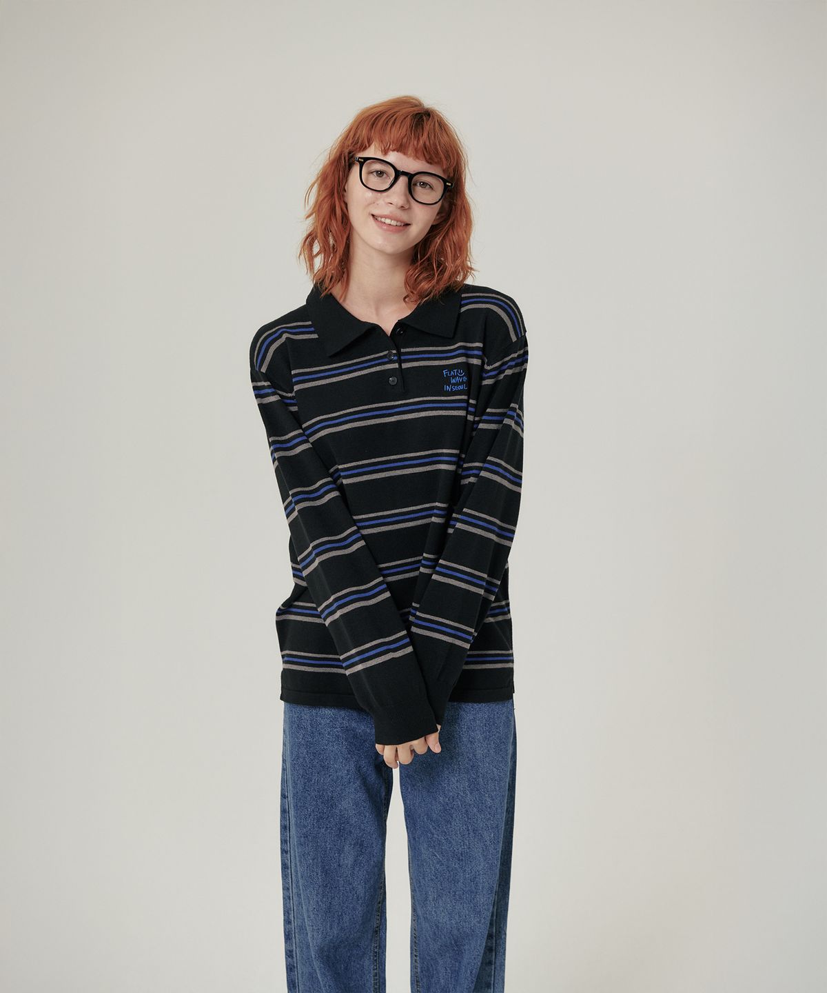 플랫웨이브 인 서울(FLATWAVE IN SEOUL) Oshen Stripe Pique Knit Black