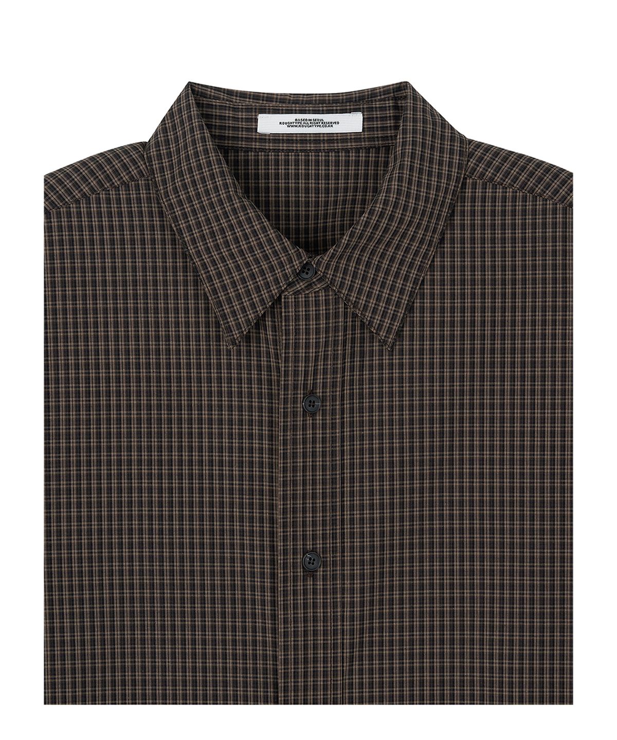 로타입(ROUGHTYPE) Oversized Checkered Shirt - Beige