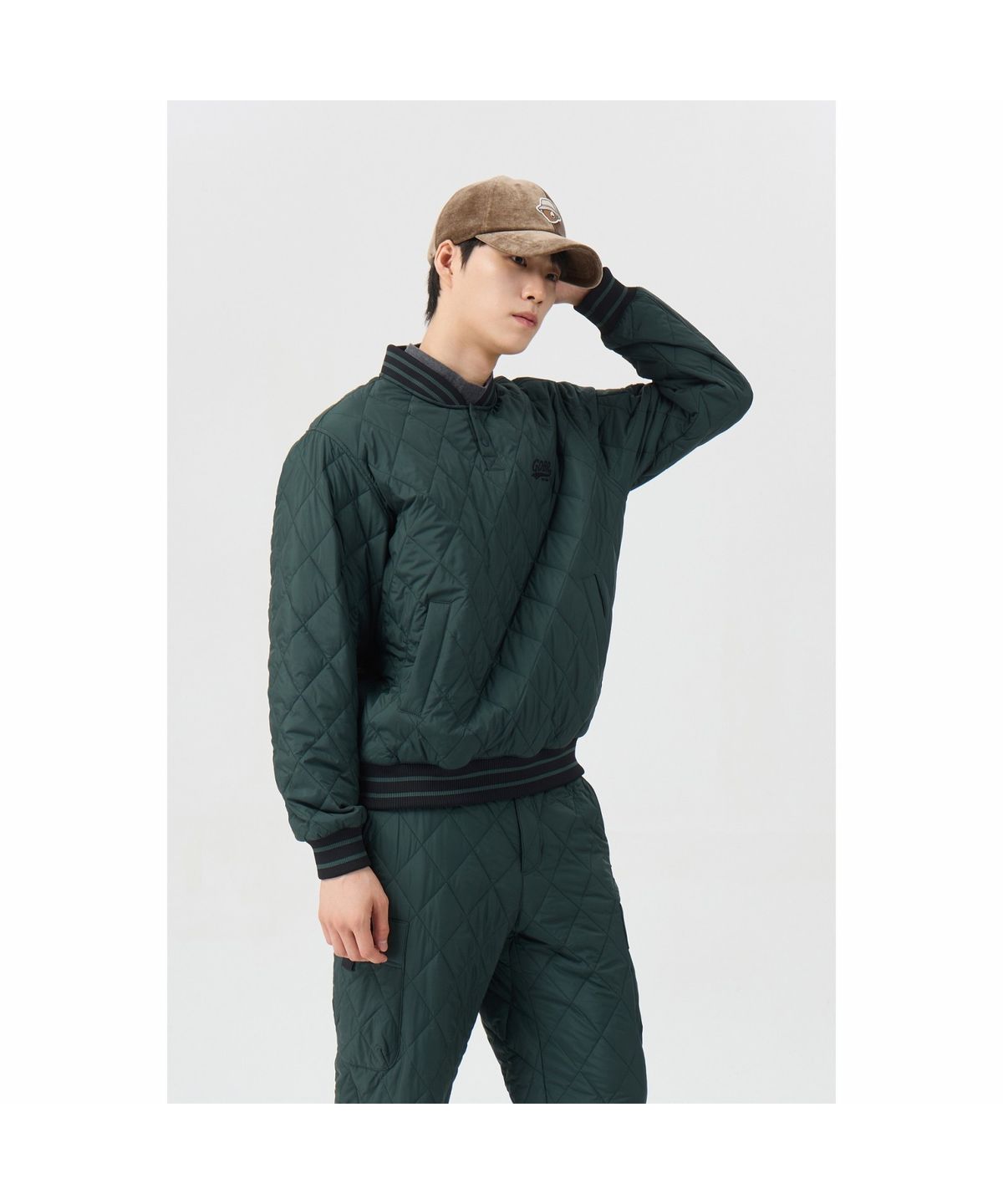 골든베어(GOLDEN BEAR) (남성) Quilted Ribbed Neck Pullover G4TAW26203GRX