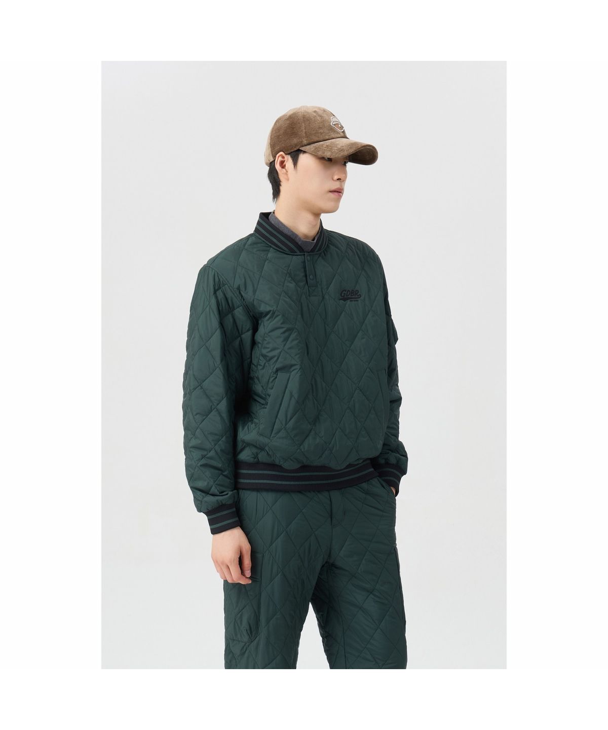 골든베어(GOLDEN BEAR) (남성) Quilted Ribbed Neck Pullover G4TAW26203GRX