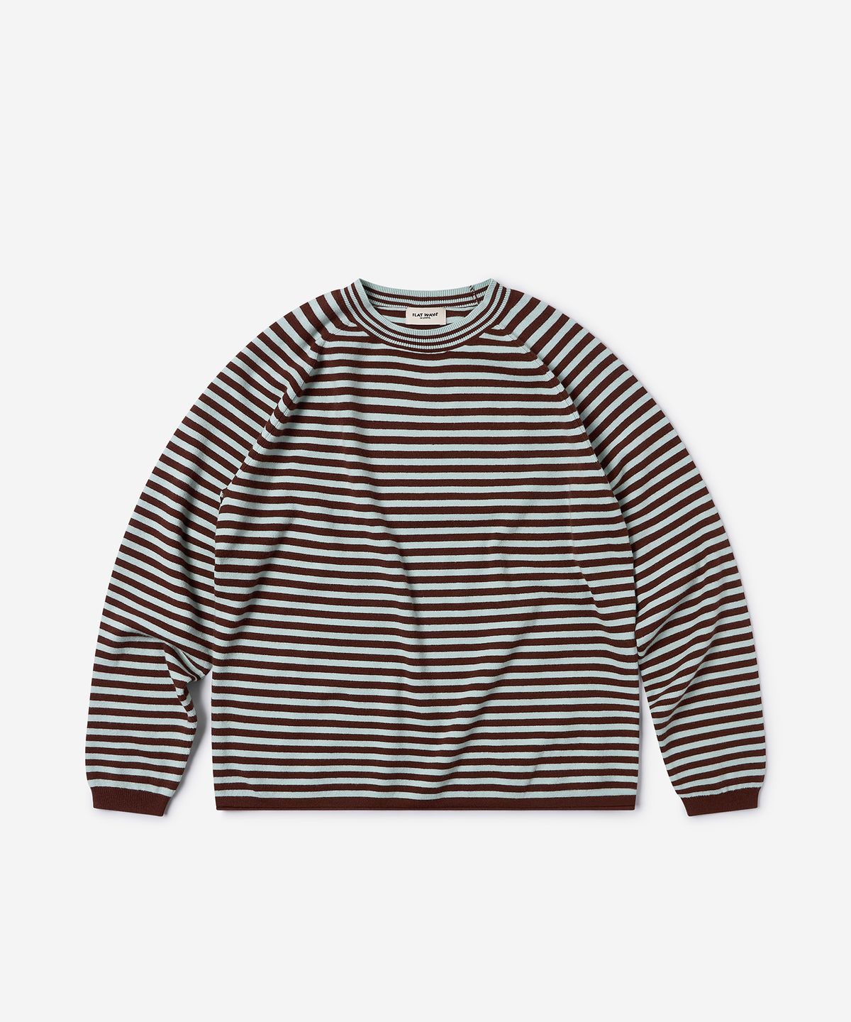 플랫웨이브 인 서울(FLATWAVE IN SEOUL) Weyve Stripe Loose Fit Round Knit Brown/Mint