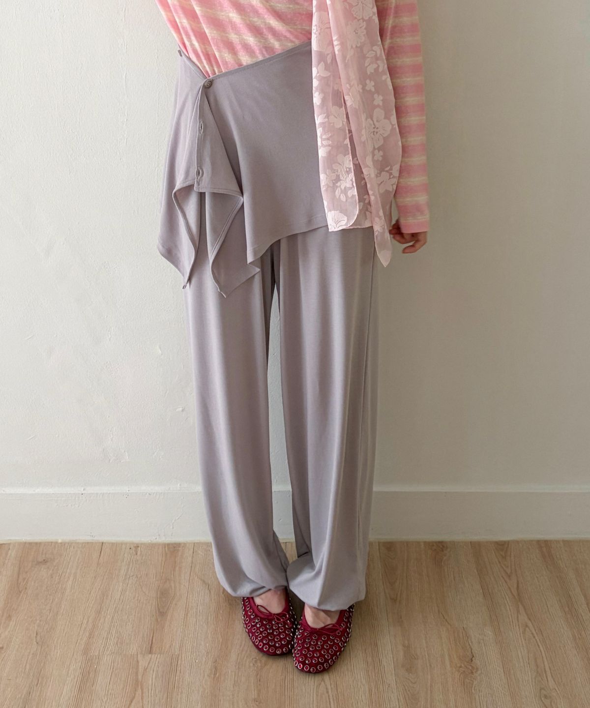 포에브(POEV) Layered Balloon Jogger Pants - Warm Grey