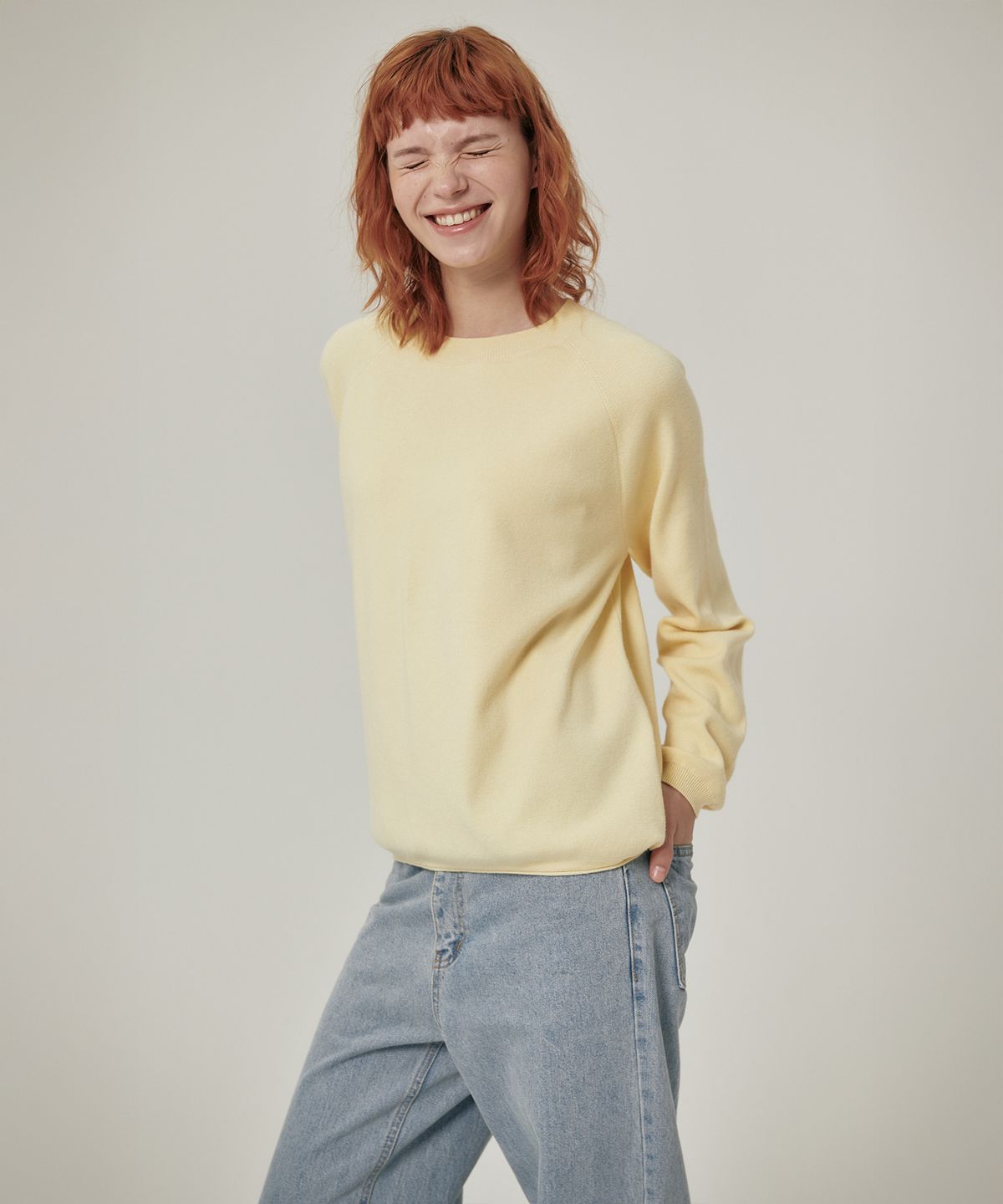 플랫웨이브 인 서울(FLATWAVE IN SEOUL) Marel Loose Fit Round Knit Yellow