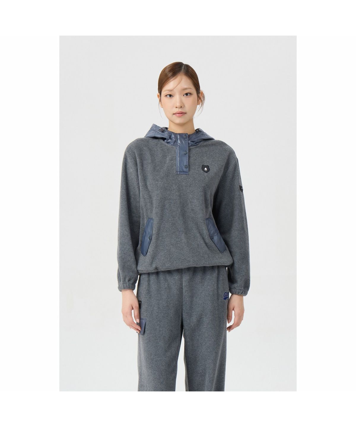 골든베어(GOLDEN BEAR) (여성) Woven Hybrid Fleece Hoody (SET UP) G5TAW26301GYX