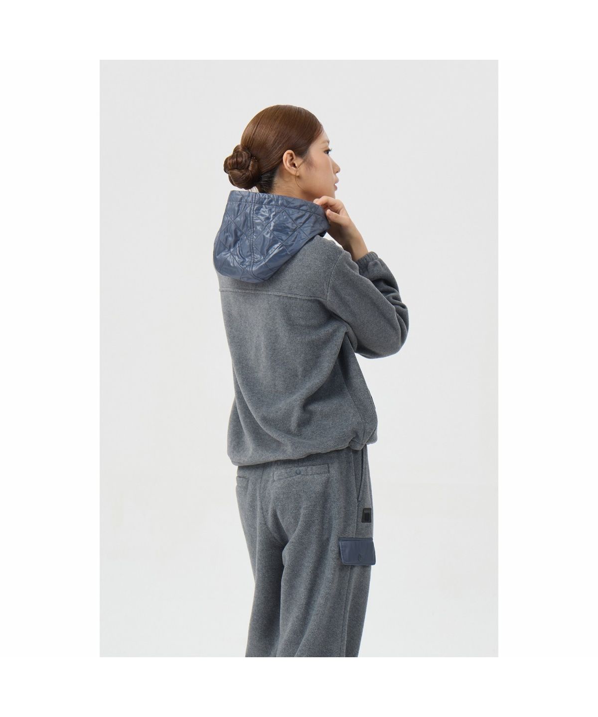골든베어(GOLDEN BEAR) (여성) Woven Hybrid Fleece Hoody (SET UP) G5TAW26301GYX