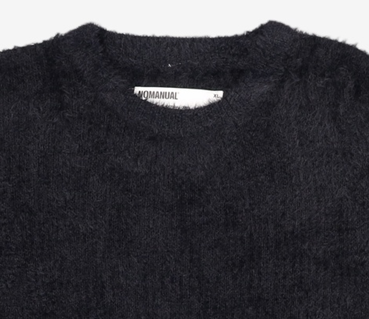노매뉴얼(NOMANUAL) FUZZ HAIRY KNIT - BLACK XL