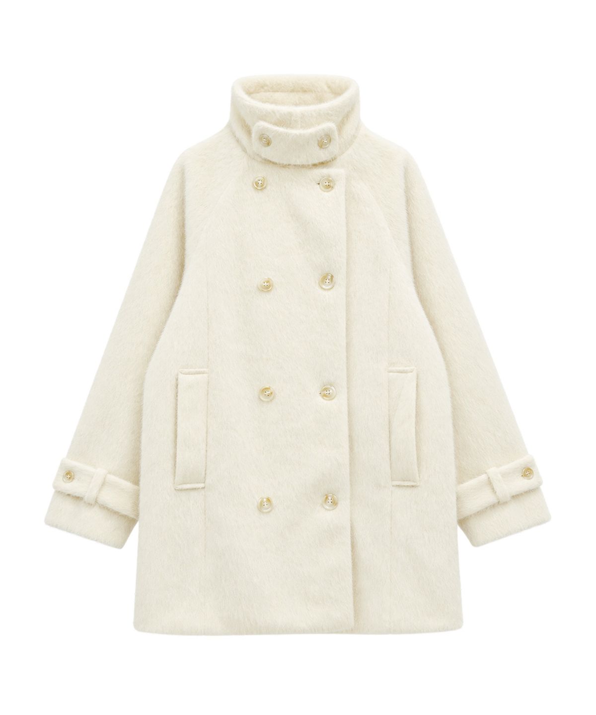 지도트(JIDOT) HIGH NECK DOUBLE FUR COAT IVORY