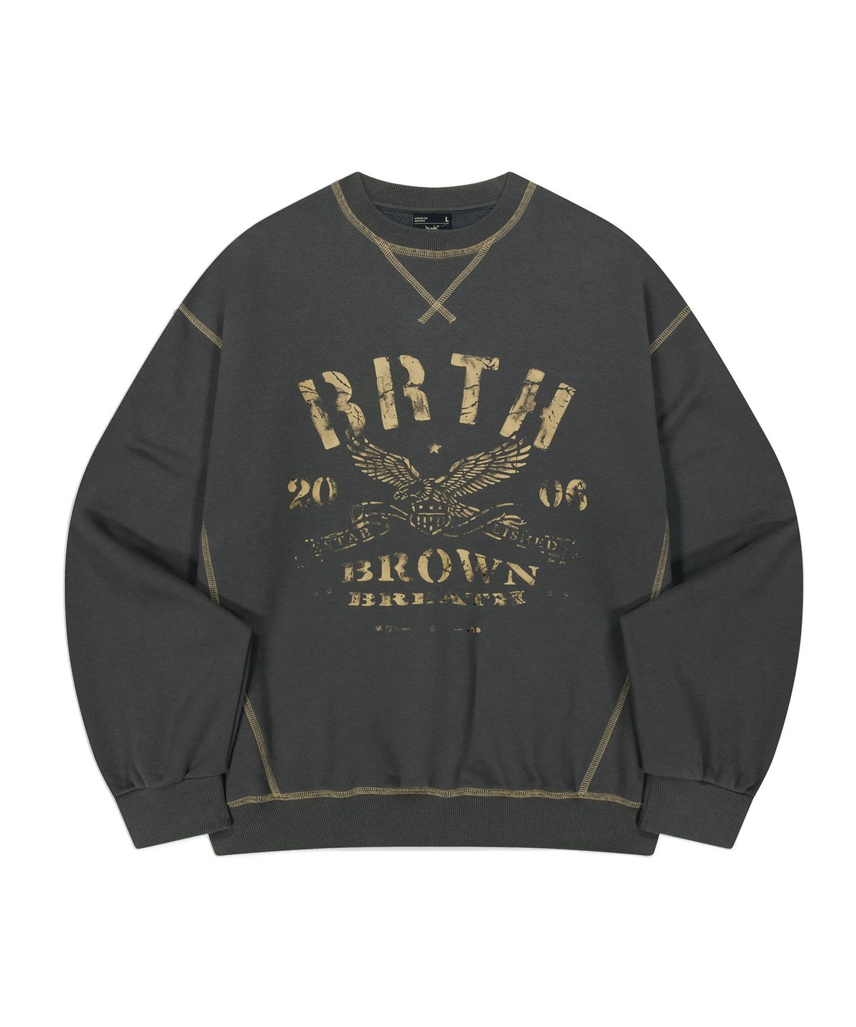 브라운브레스(BROWNBREATH) COVER STITCH VARIATION TAG CREWNECK (2colors)