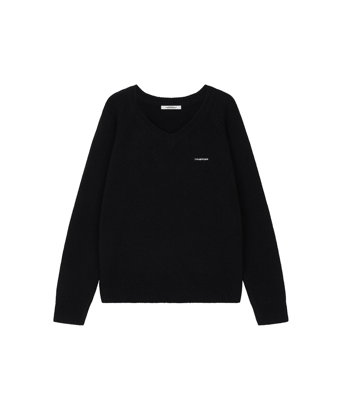 로타입(ROUGHTYPE) Essential Loose V-neck Knit - Black