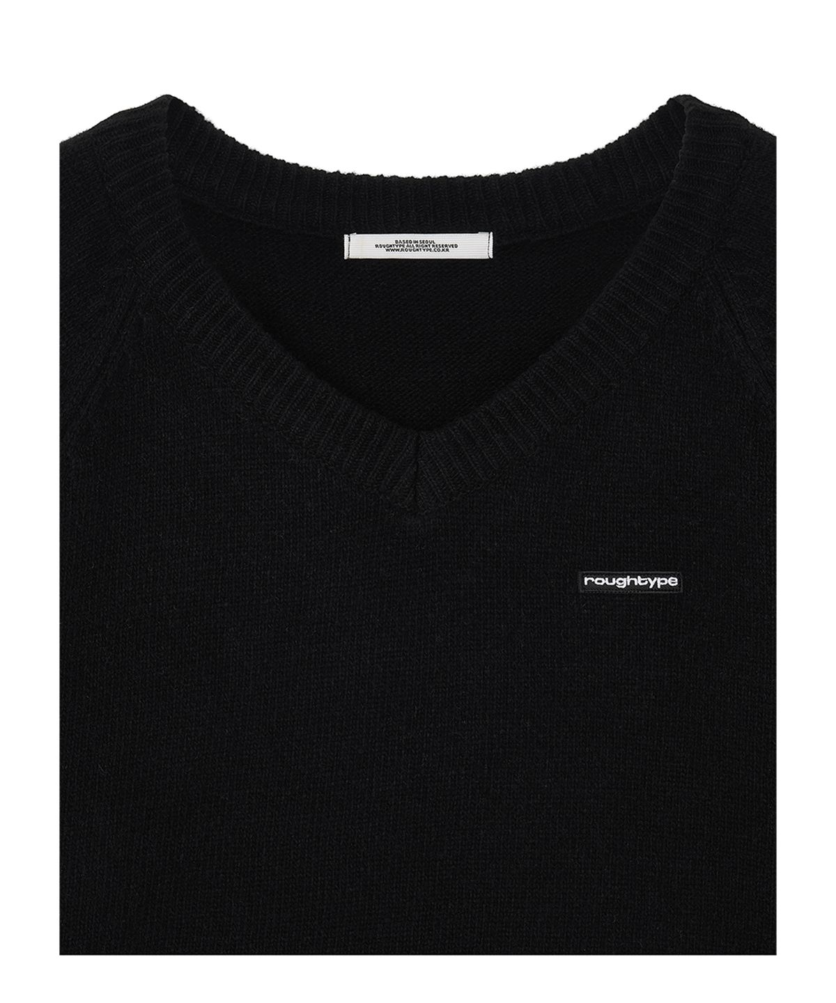 로타입(ROUGHTYPE) Essential Loose V-neck Knit - Black