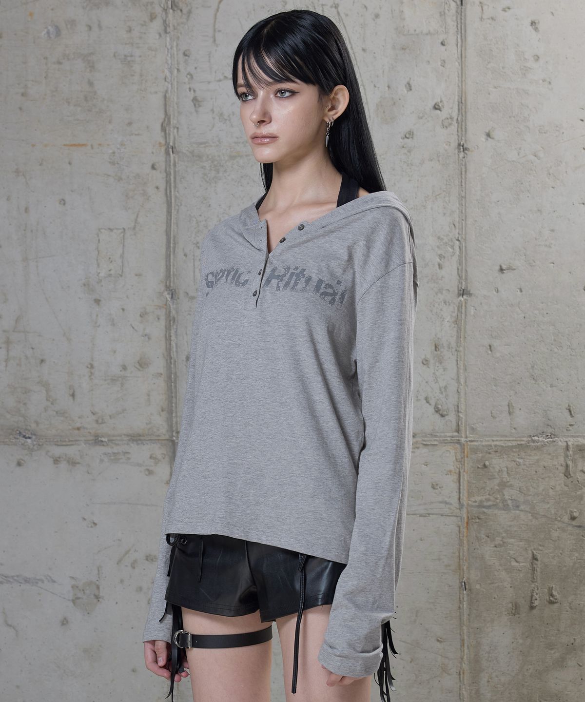 락케이크(ROCKCAKE) Static Sleeve Hoodie - Gray