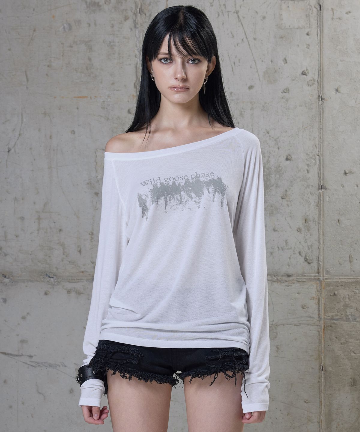 락케이크(ROCKCAKE) Sheer Raglan Sleeve Top - White