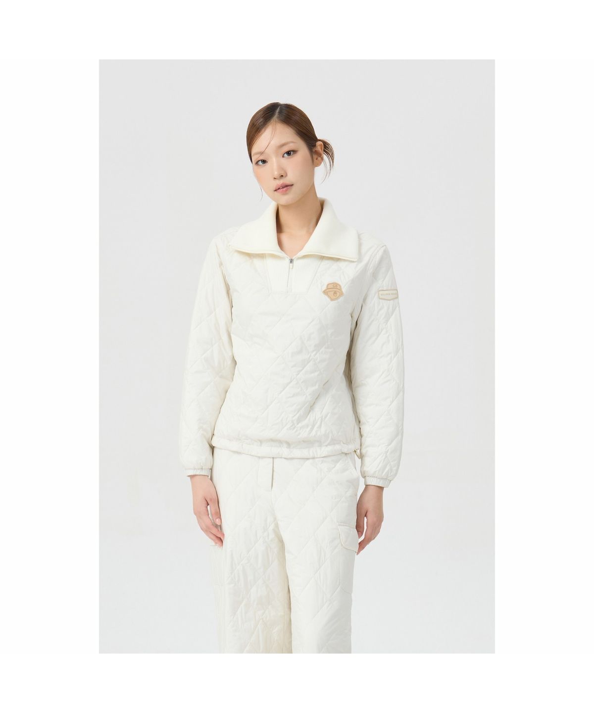 골든베어(GOLDEN BEAR) (여성) Quilted V-neck Sweat (SET UP) G5TAW26201IVX