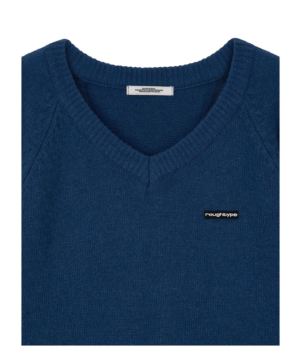 로타입(ROUGHTYPE) Essential Loose V-neck Knit - Blue