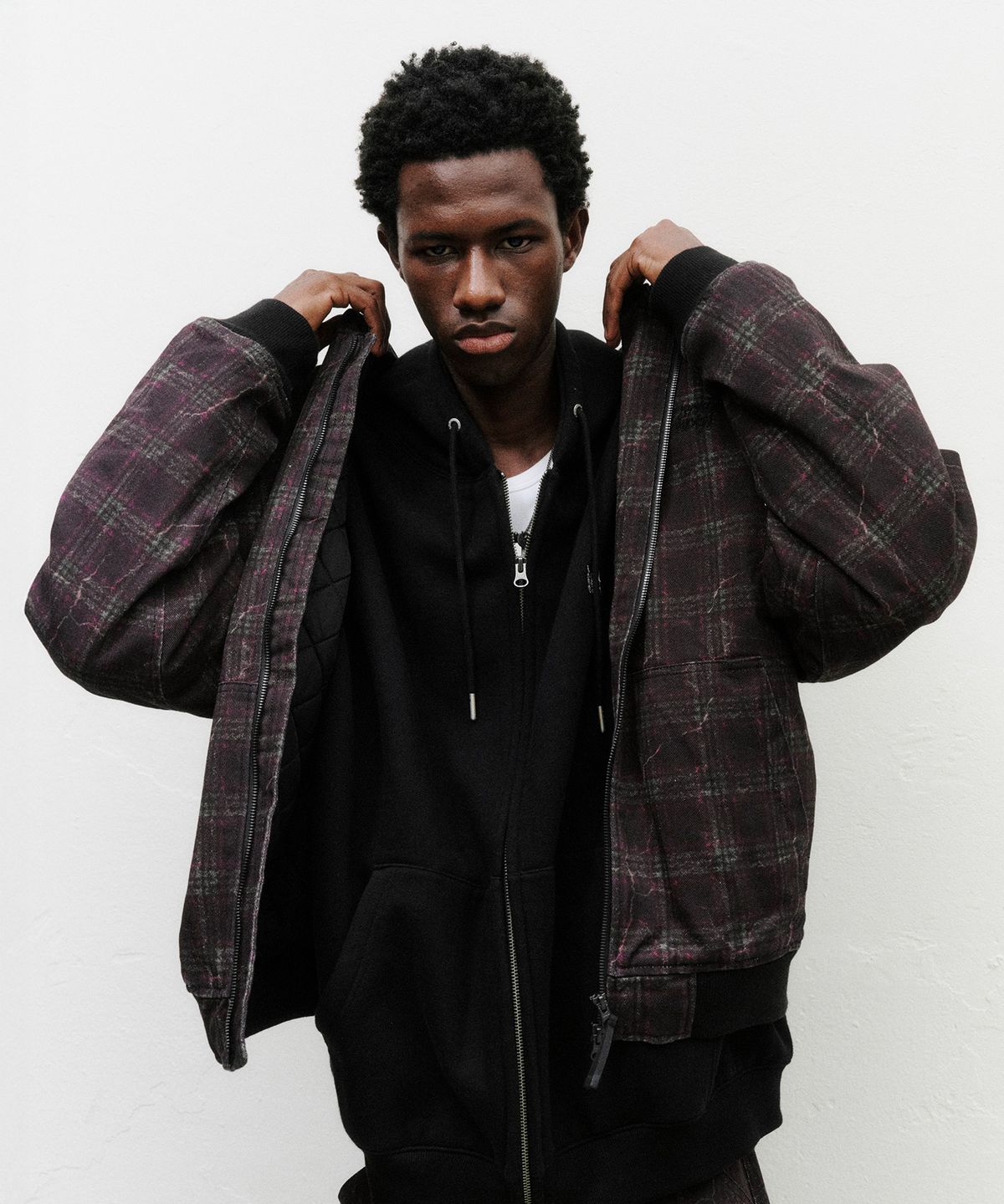 브라운브레스(BROWNBREATH) CRACK CHECK HOOD ZIP UP