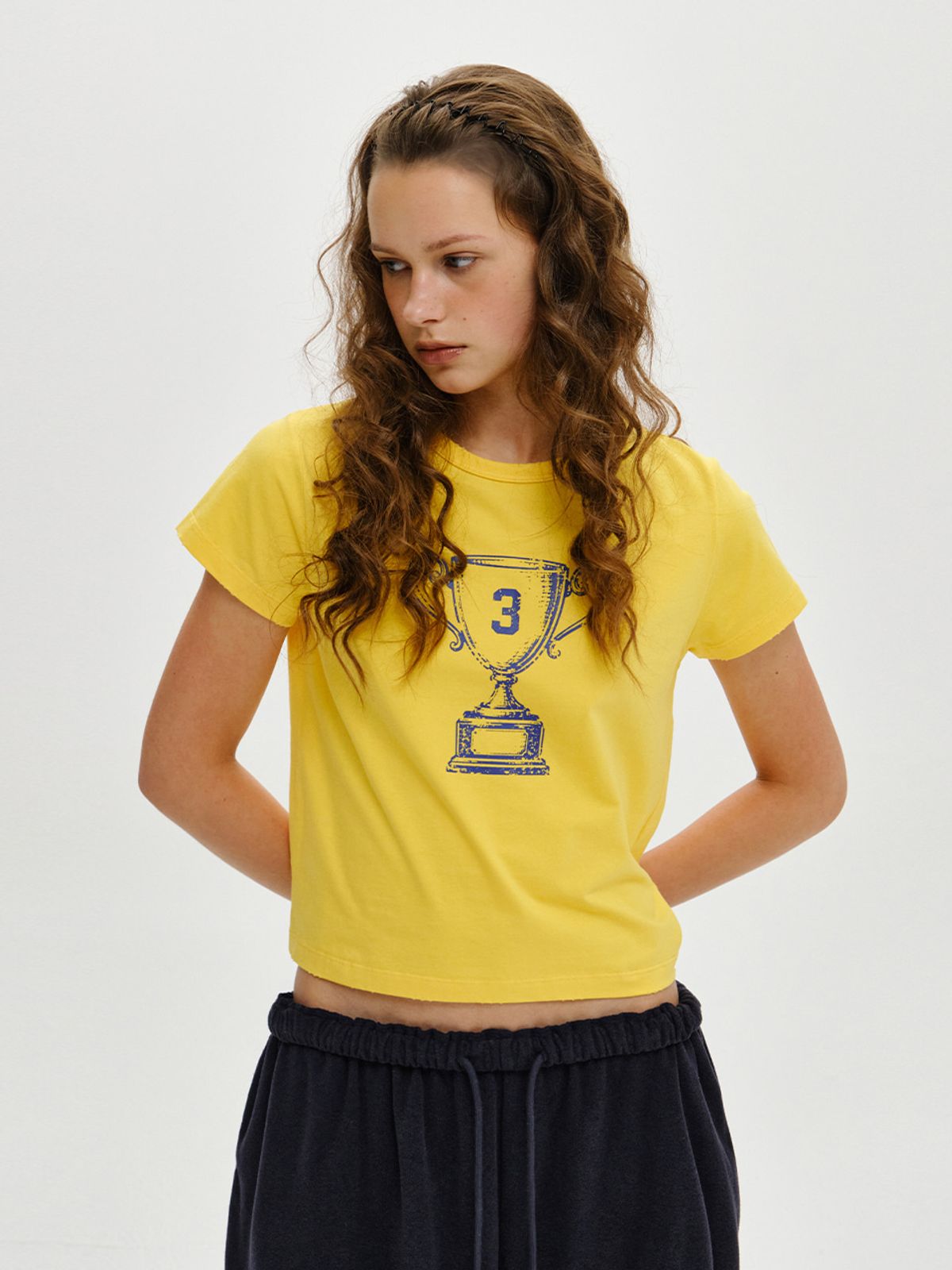 플리즈프로젝트(PLZPROJECT) 3RD TROPHY T-SHIRT, YELLOW