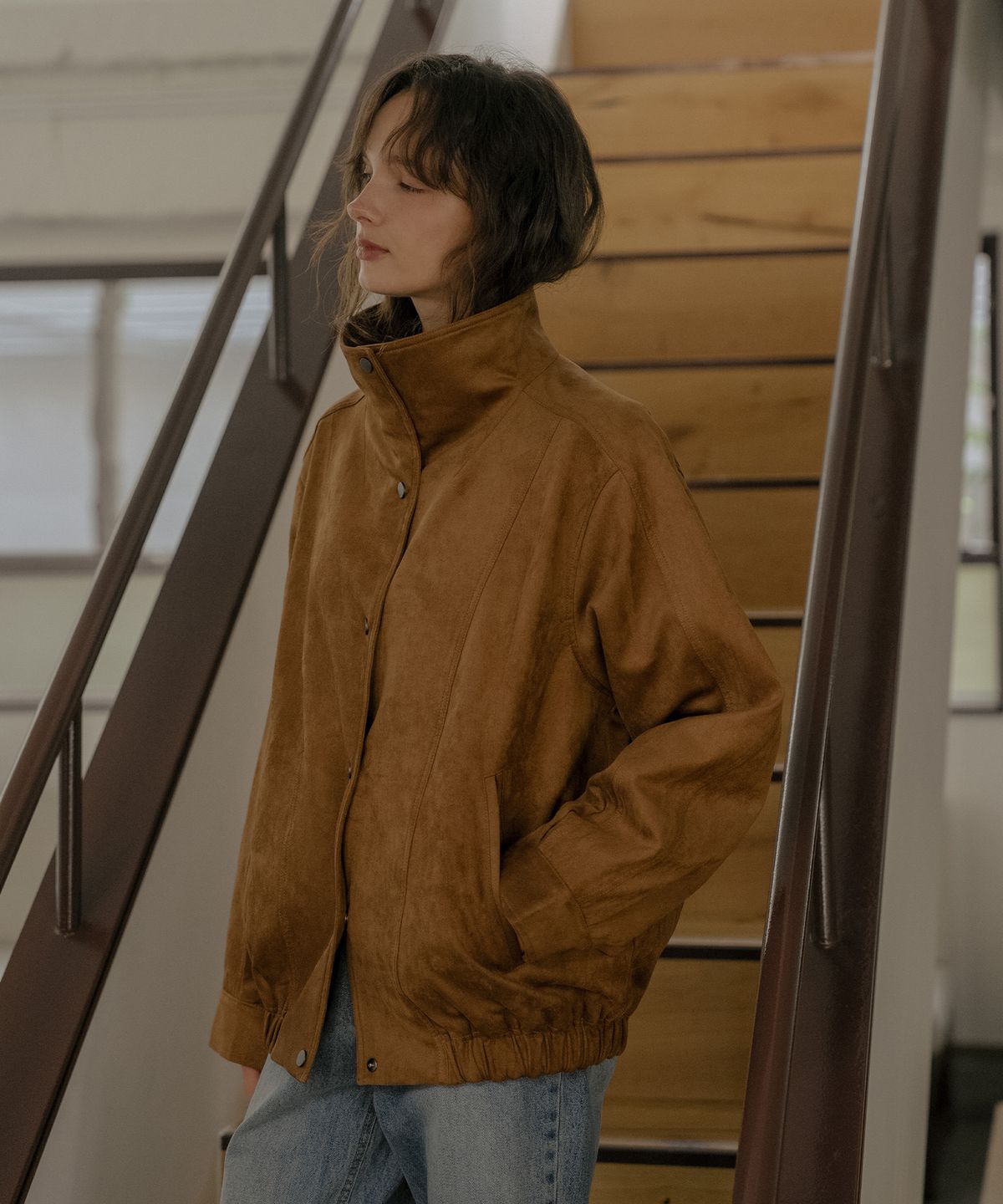 틸아이다이(TILL I DIE) Suede quilting high neck blouson [TIFA06JP01]_Camel