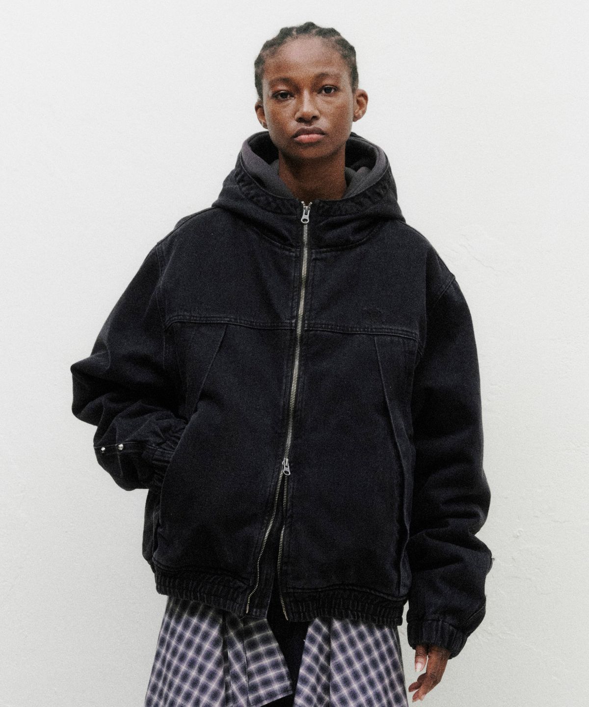 브라운브레스(BROWNBREATH) DENIM APPLIQUE PADDED JACKET