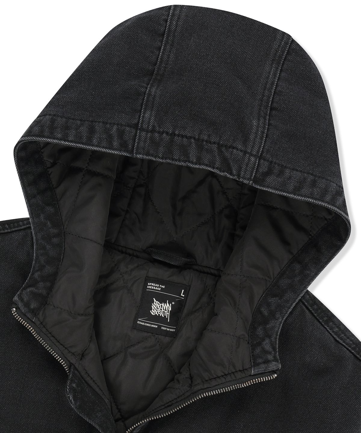브라운브레스(BROWNBREATH) DENIM APPLIQUE PADDED JACKET